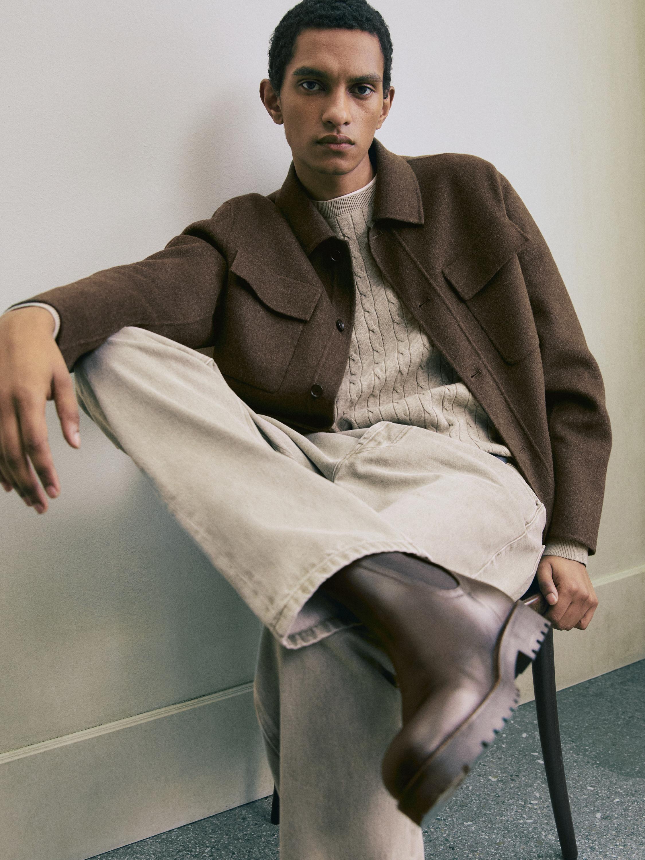 Hemdjacke Taschen Wollmischgewebe