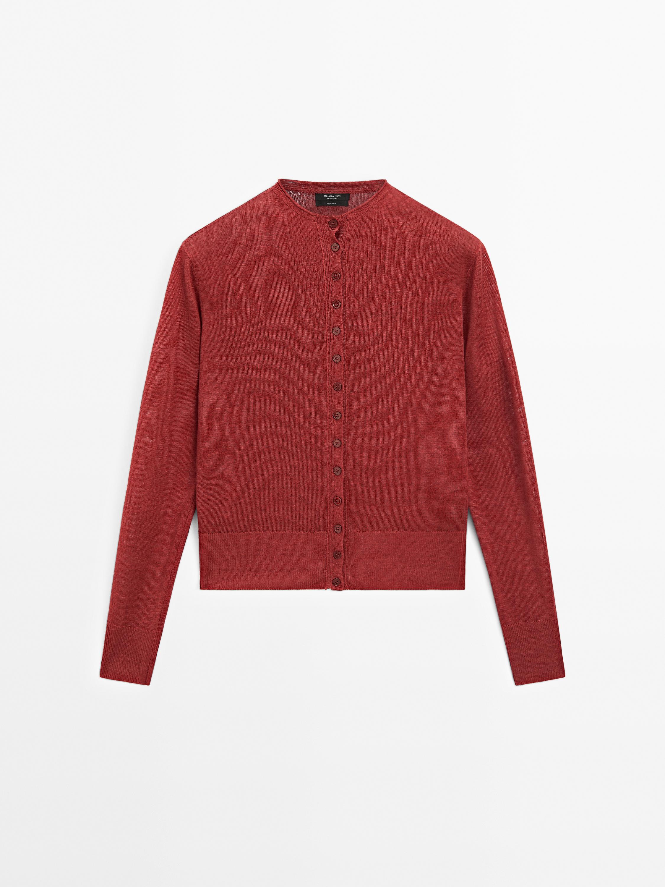 100% linen long sleeve cardigan