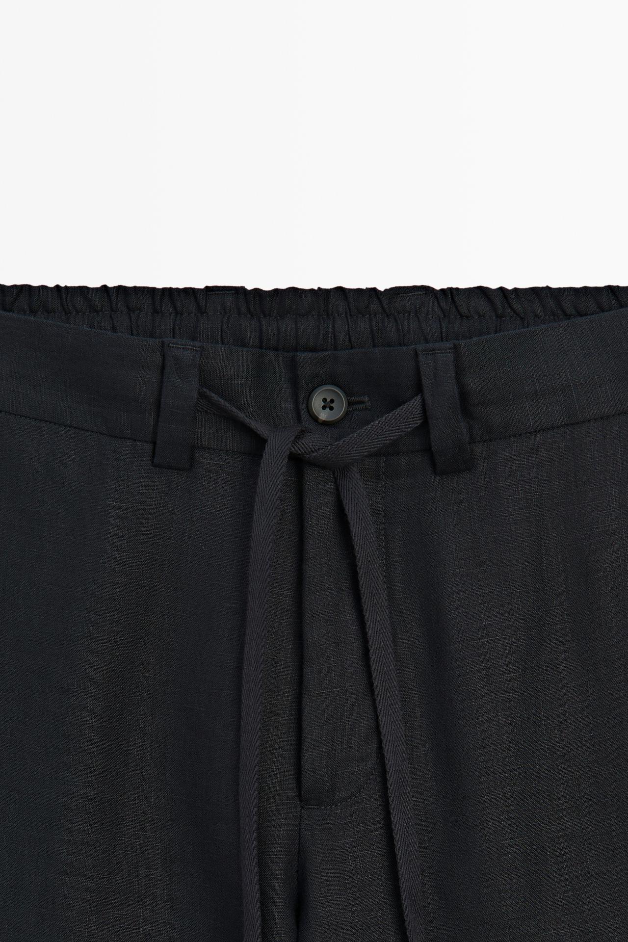 100% linen trousers with elasticated waist — DEEP BLUE