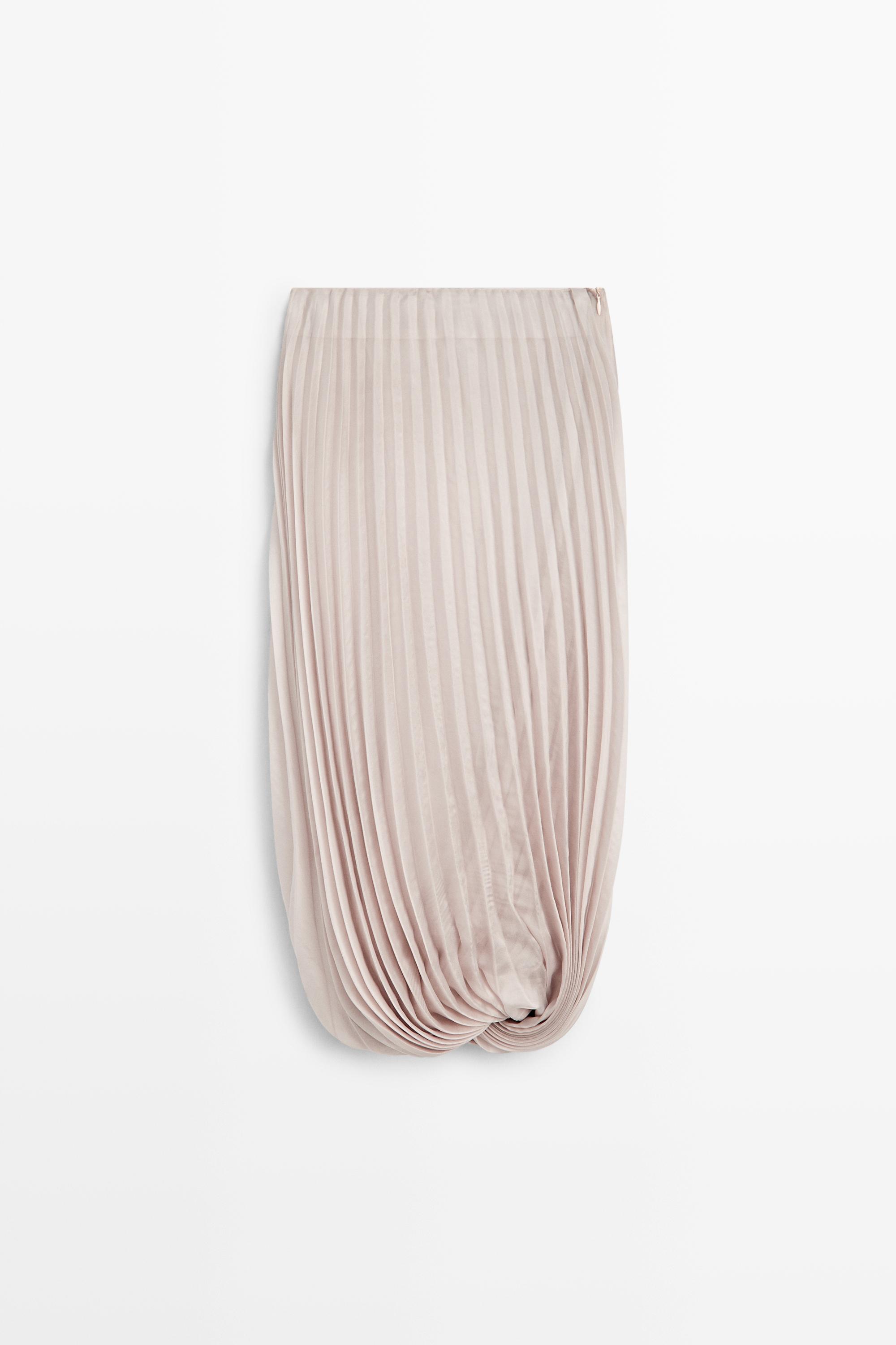 Pleated Bubble Hem Midi Skirt - STUDIO — Pink