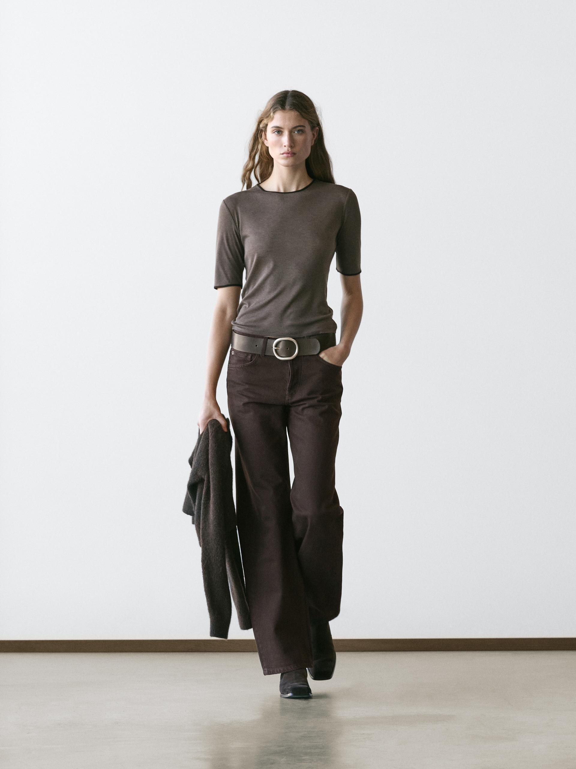 Jeans Wide Leg - Cioccolato - 42 (It 46) - Massimo Dutti - Femminile