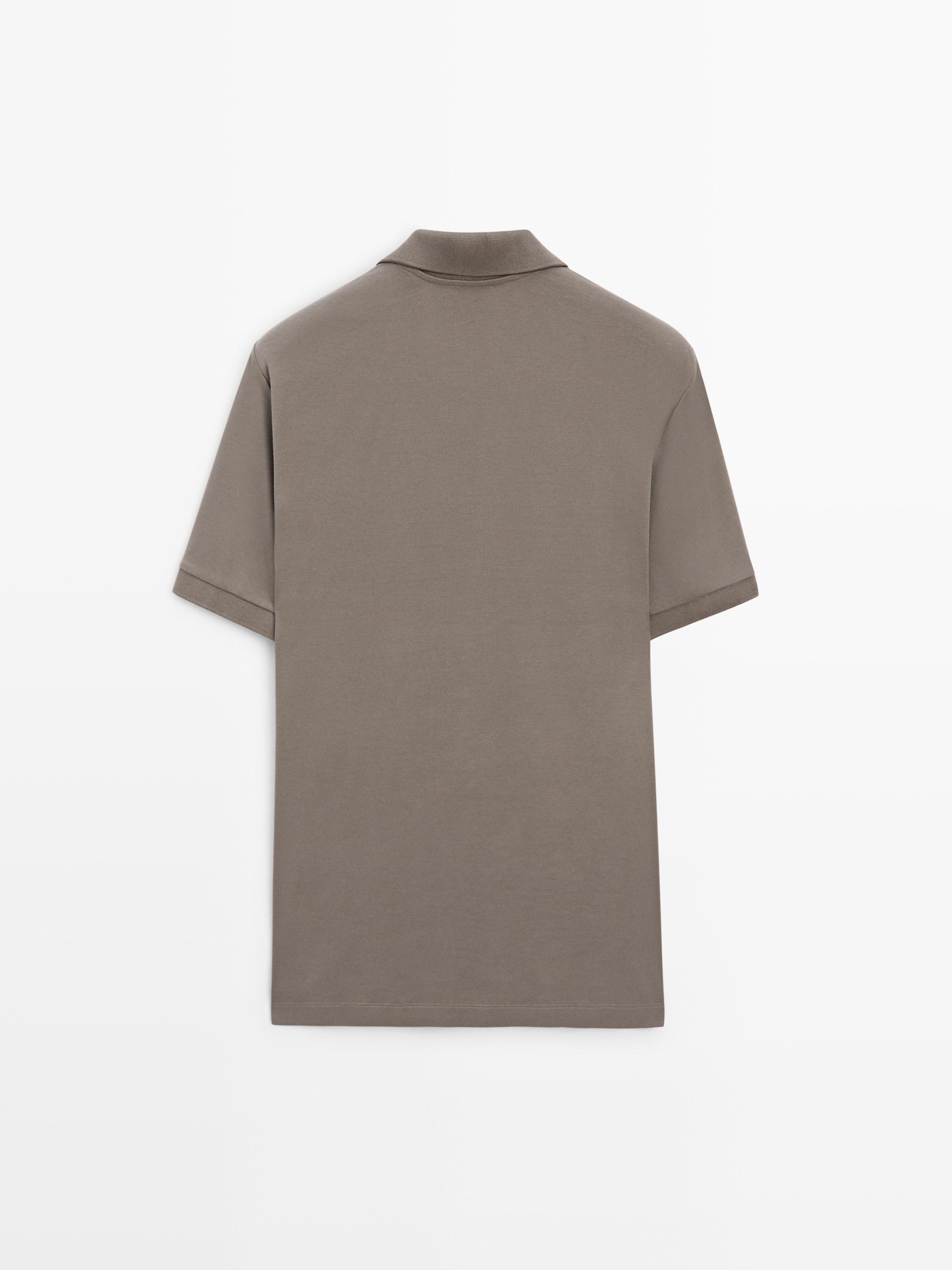 Cotton blend short sleeve polo shirt — MINK
