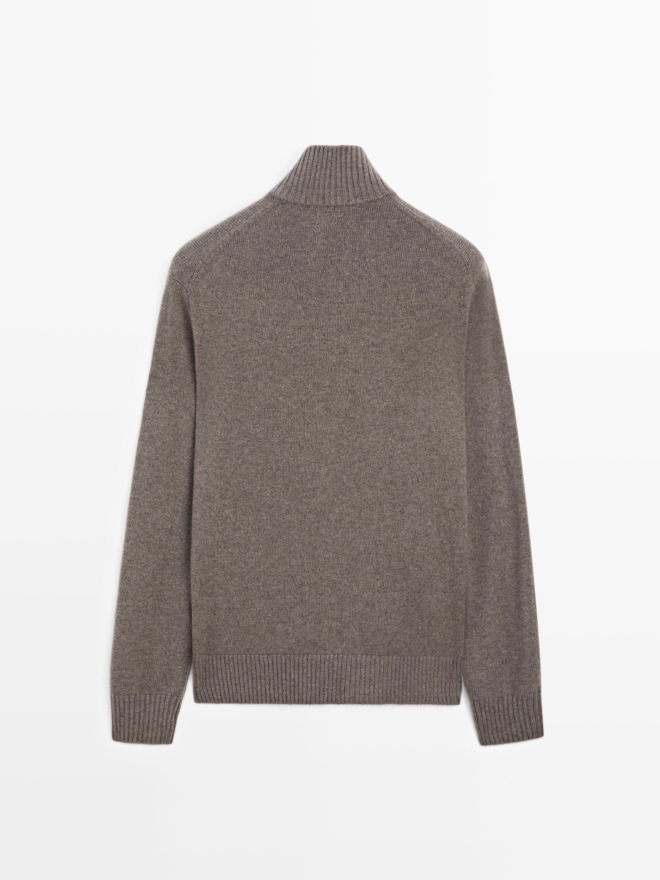 Wool blend cardigan with zip detail