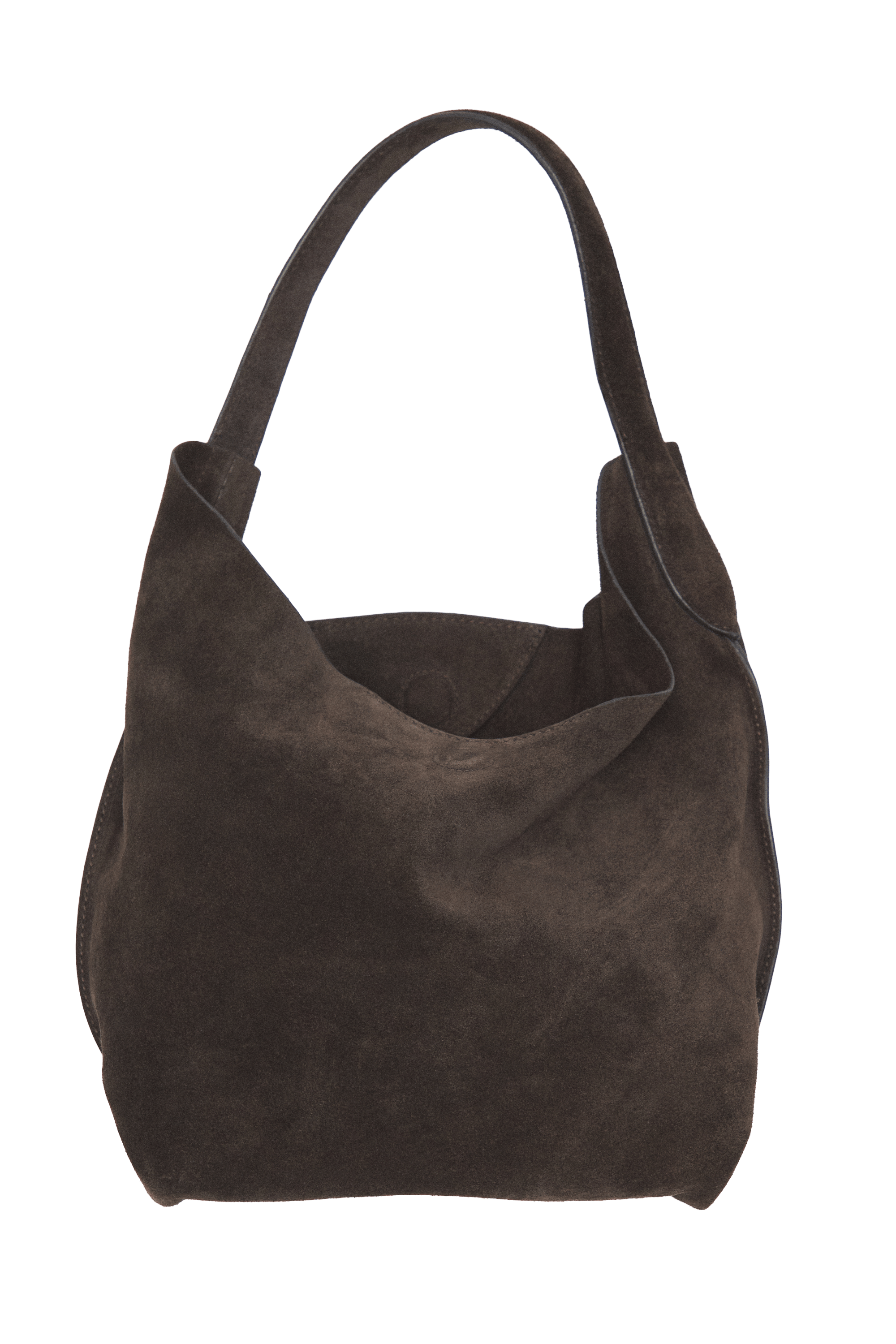Split suede leather mini bag — Chocolate