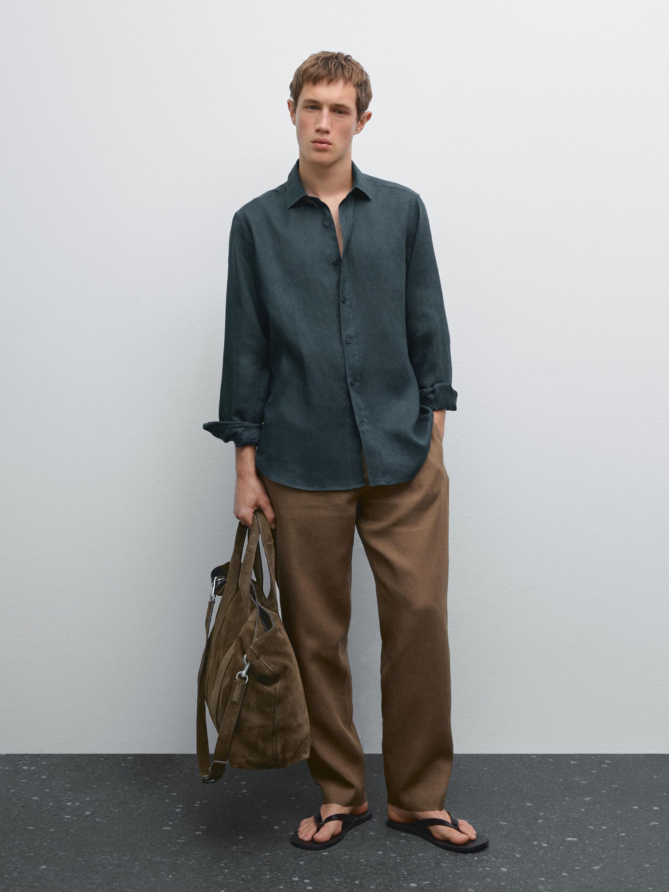 100% linen slim fit shirt