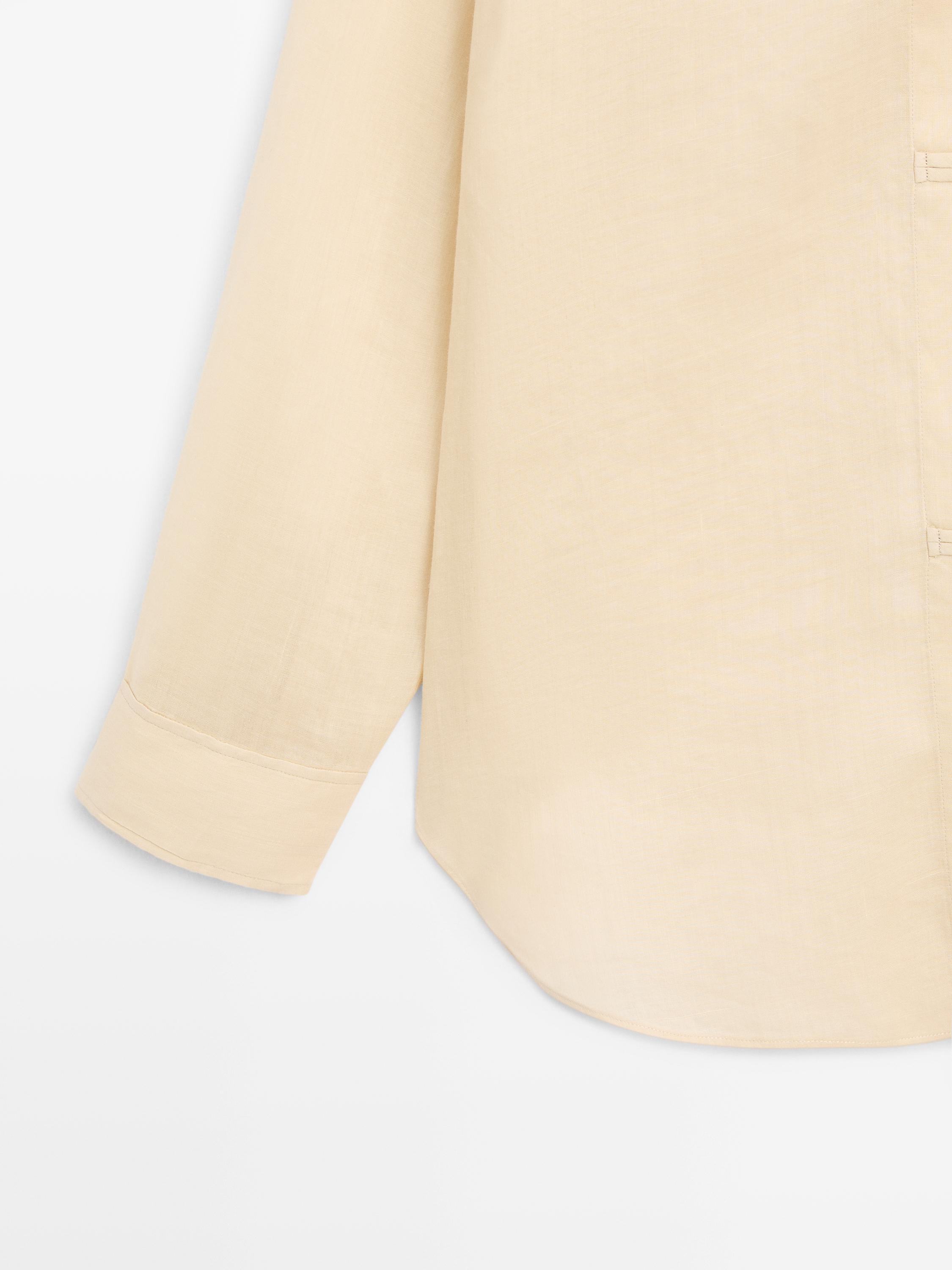 Flowing total look 100% ramie shirt — BEIGE