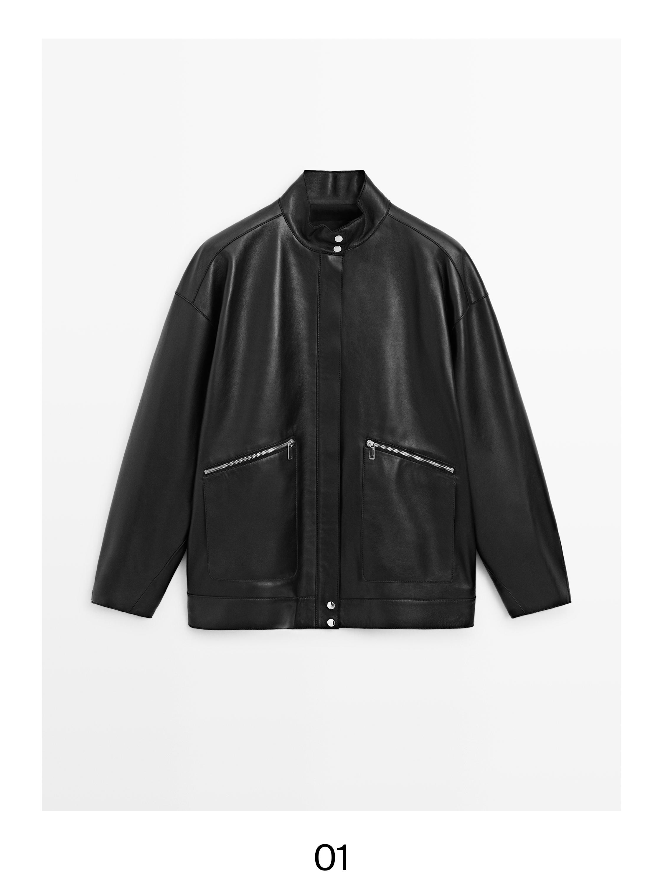 Nappa leather jacket with pocket details · Black · Bomberâ Jacket