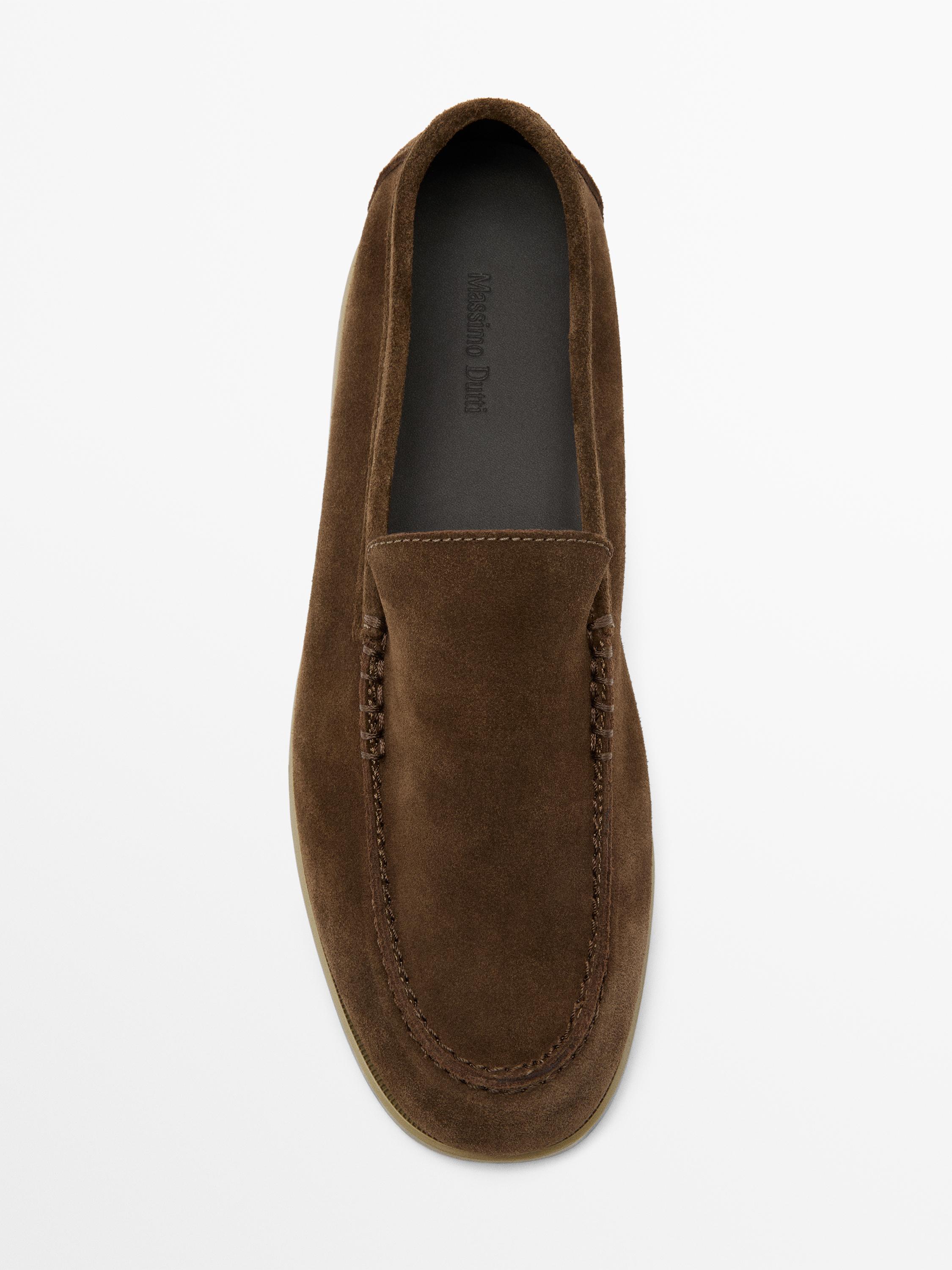 Soft split leather loafers