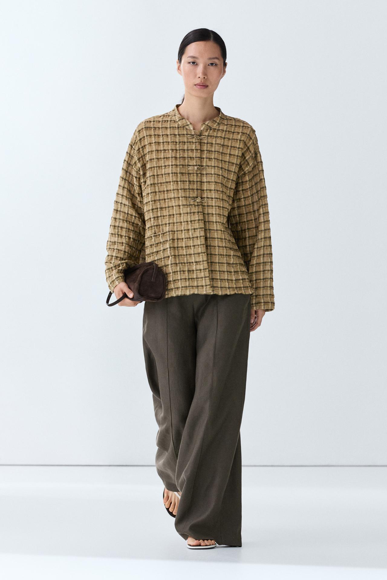 Flowing checkered shirt — MUSTARD YELLOW