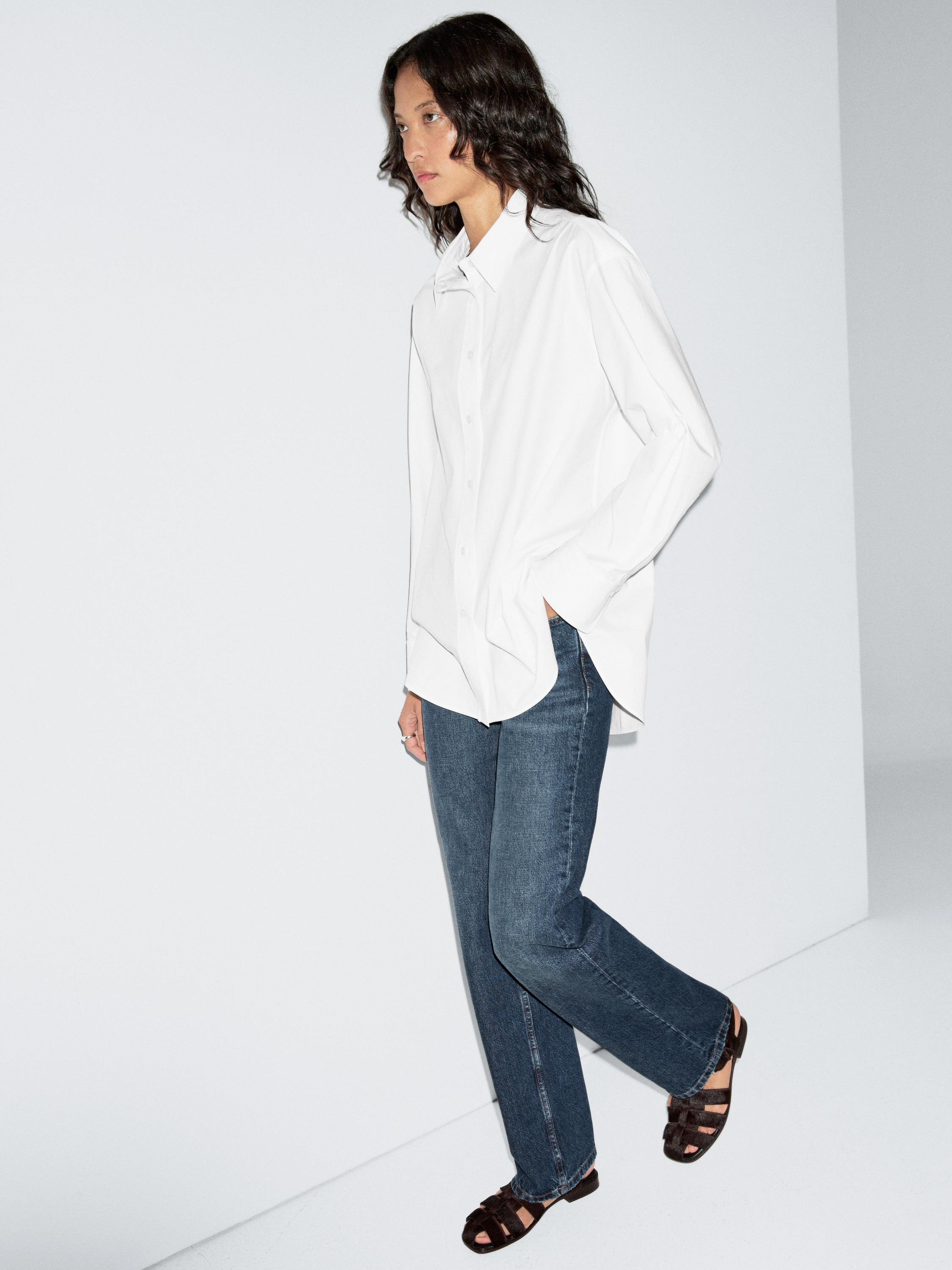 Dlhá popelínová košeľa zo 100 % bavlny