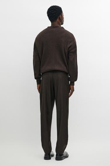 100% Wool Pants with Waist Detail — BROWN 5