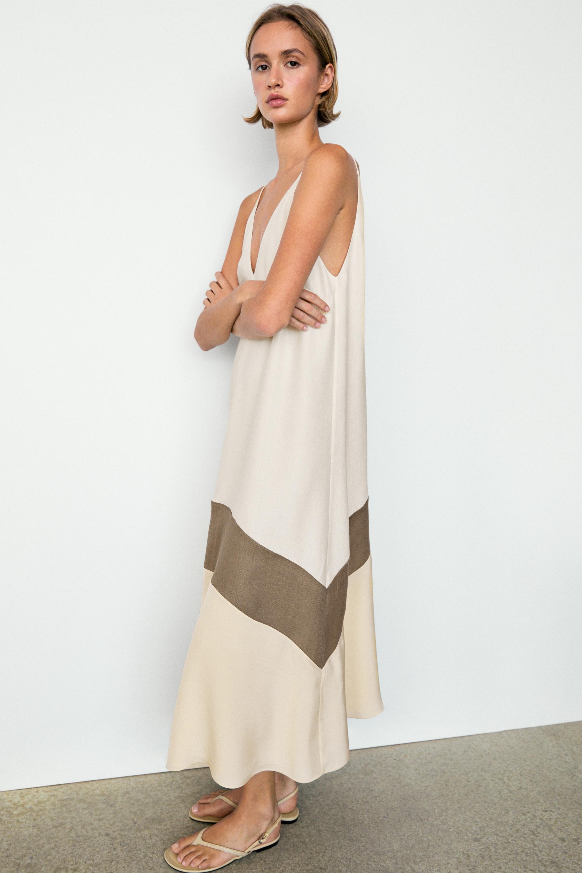 Contrast flowing midi dress