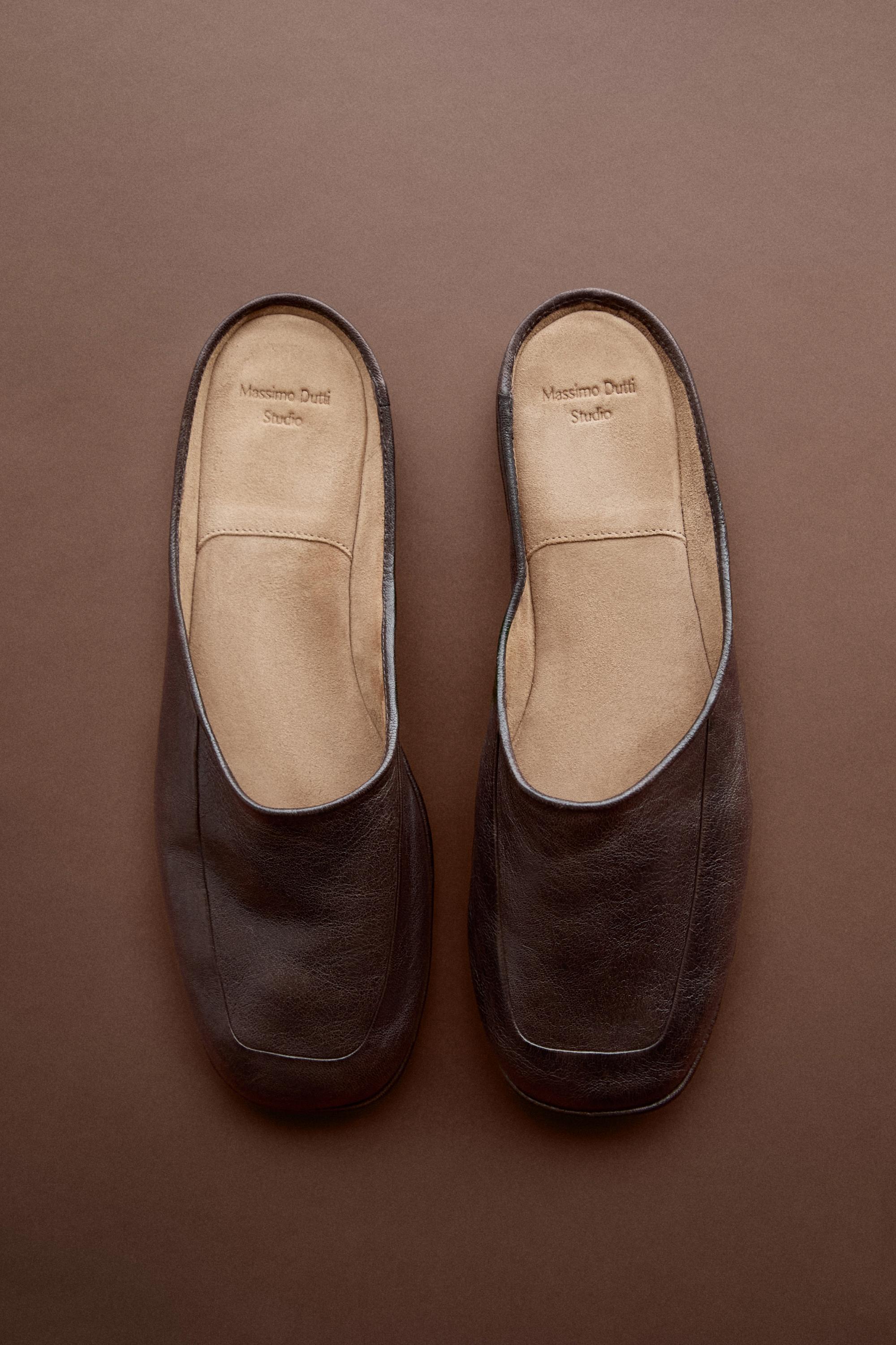 Soft leather mules - STUDIO — BROWN