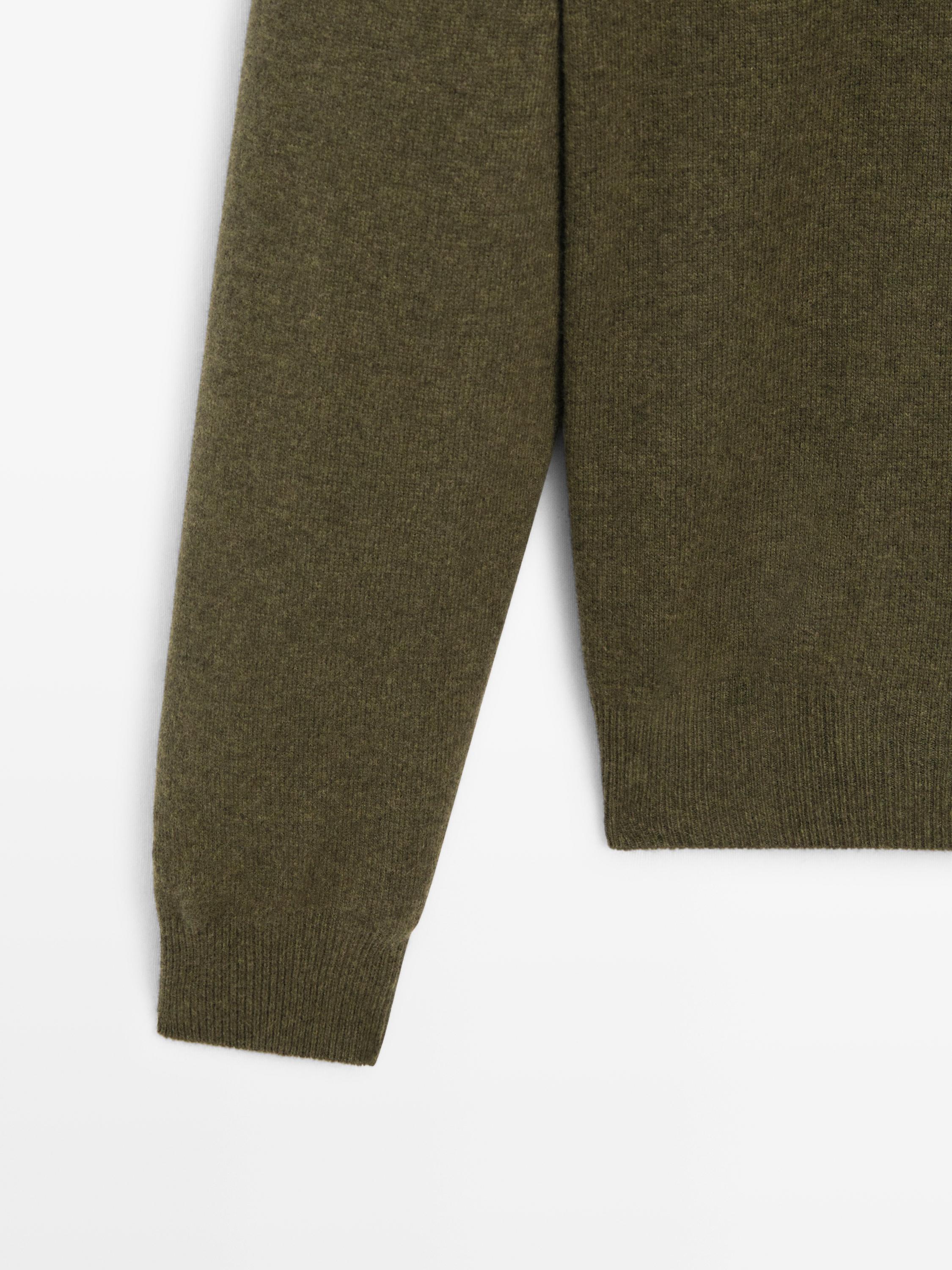 100% wool knit sweater — GREEN MARL