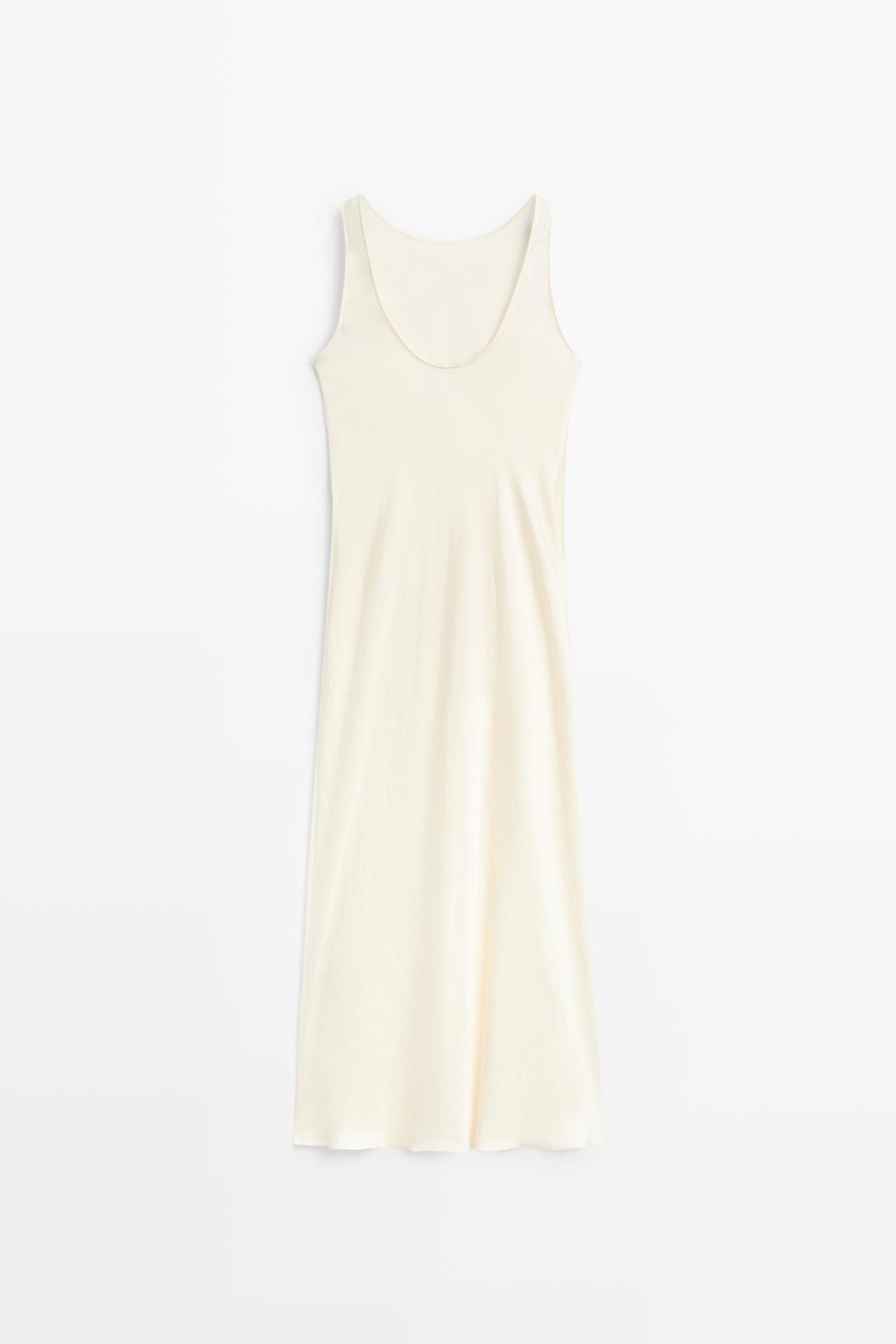 Satin midi dress — SAND BROWN