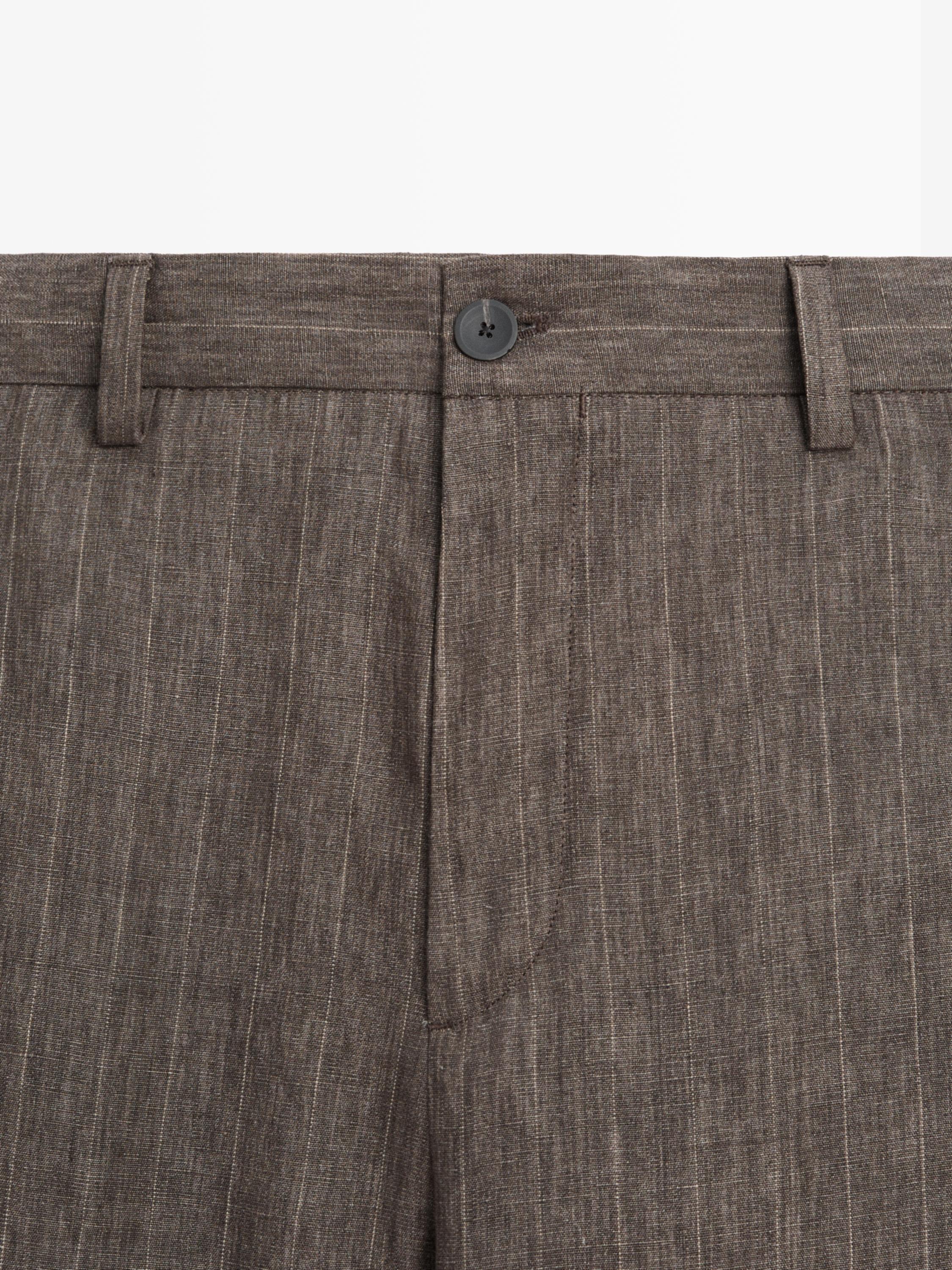 Striped linen trousers — BROWN