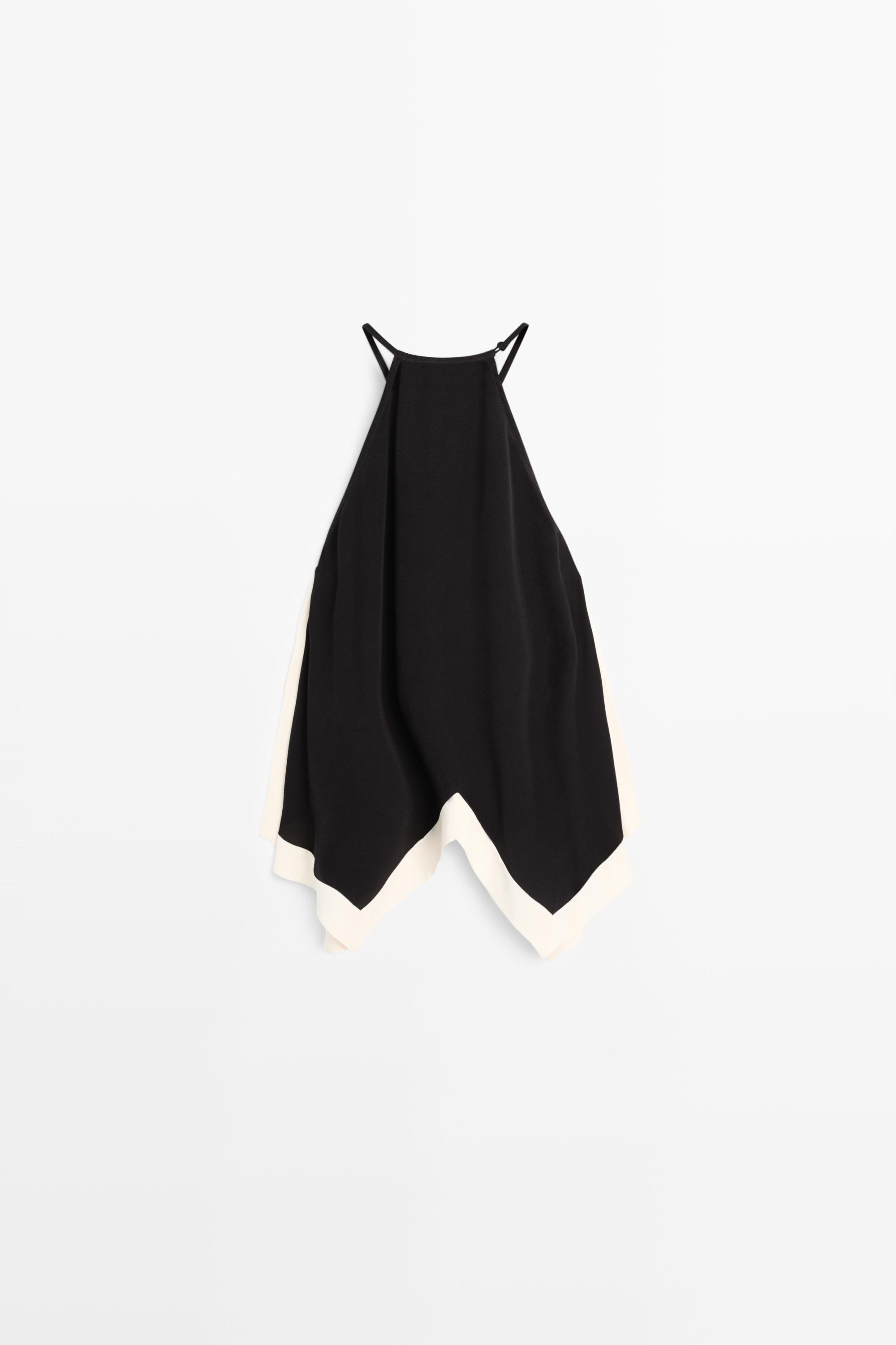 Long contrast halter top — BLACK