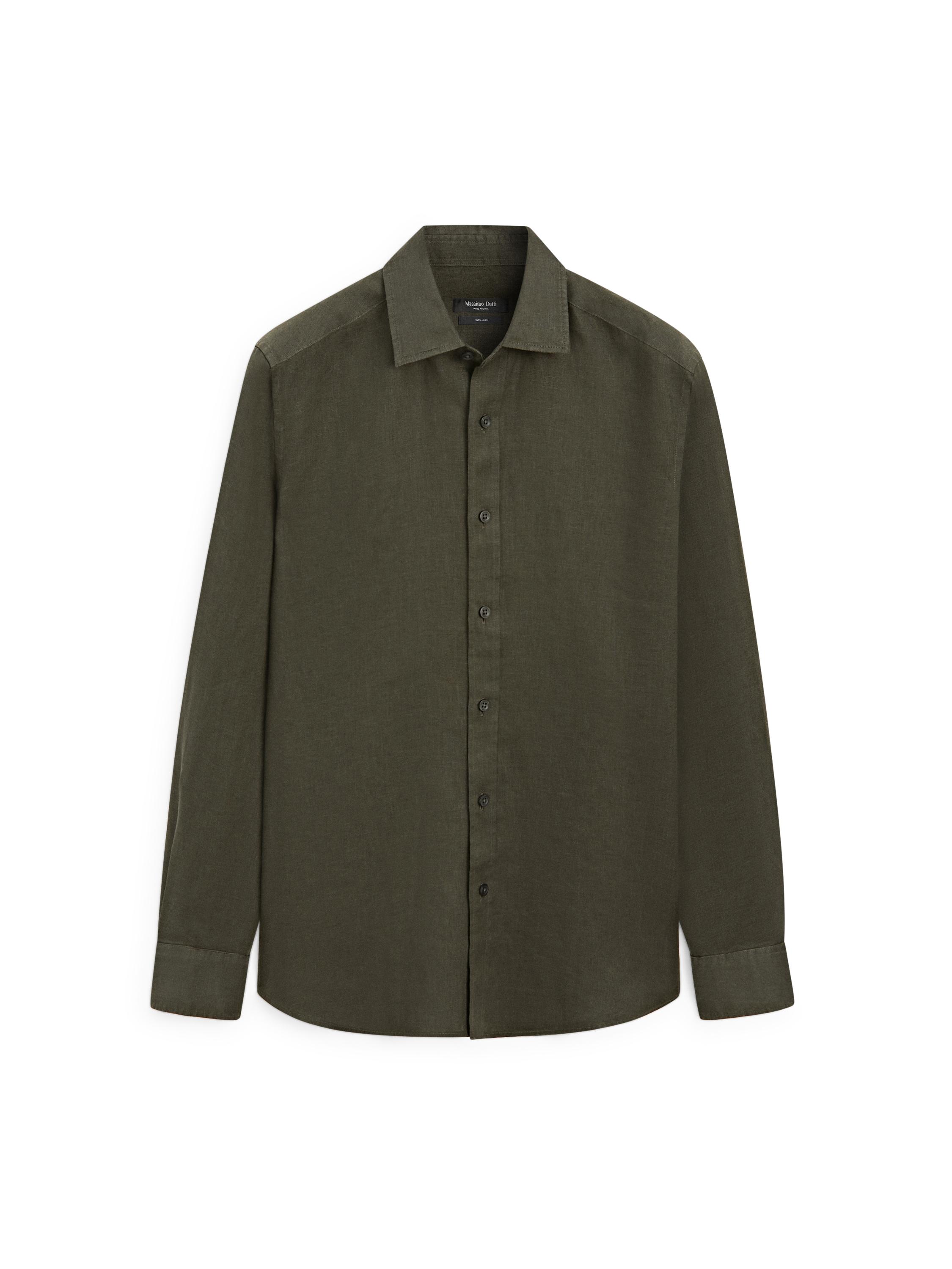 100% linen slim fit shirt — Sea green
