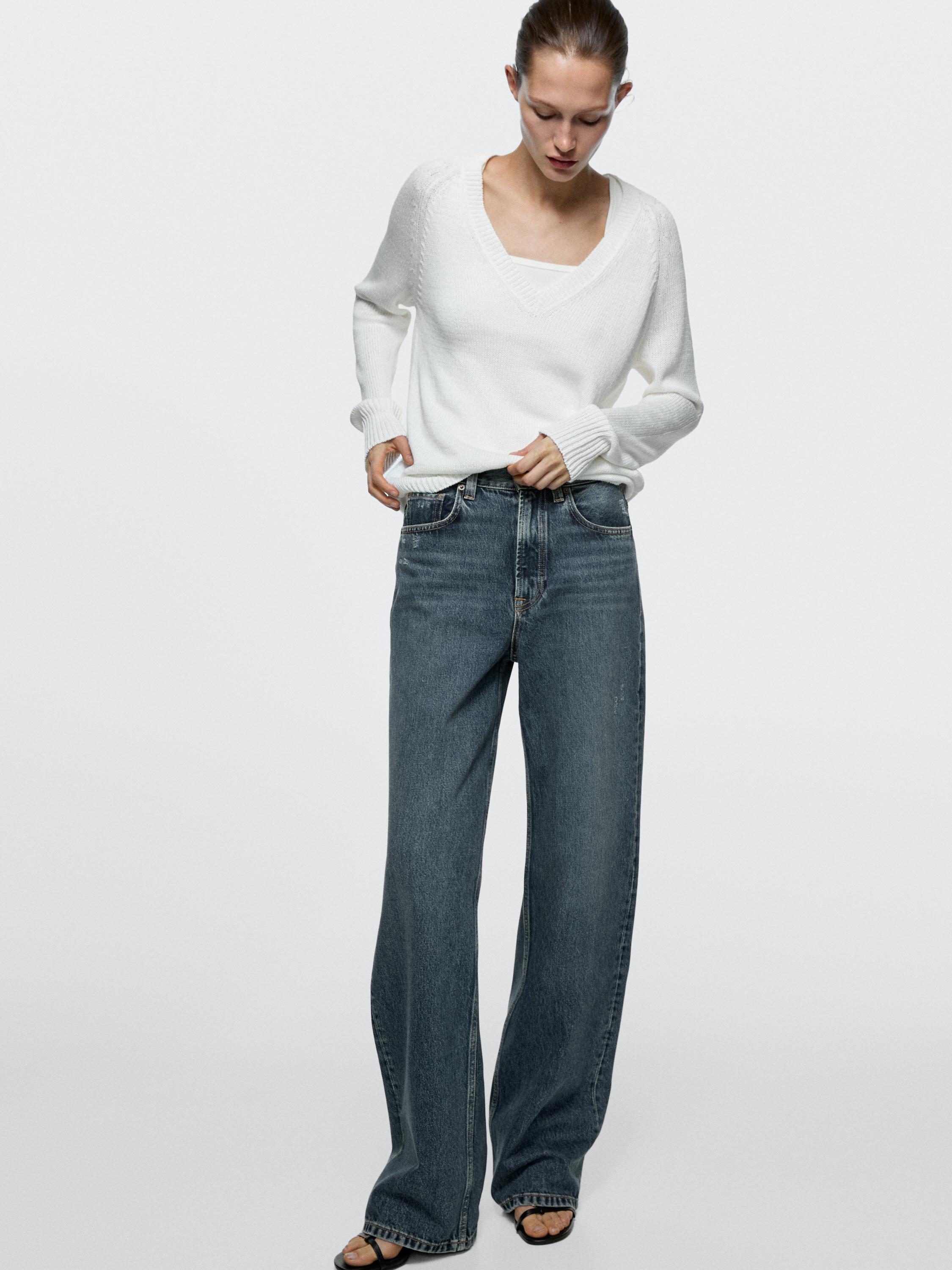 High-waist wide-leg jeans — MEDIUM BLUE