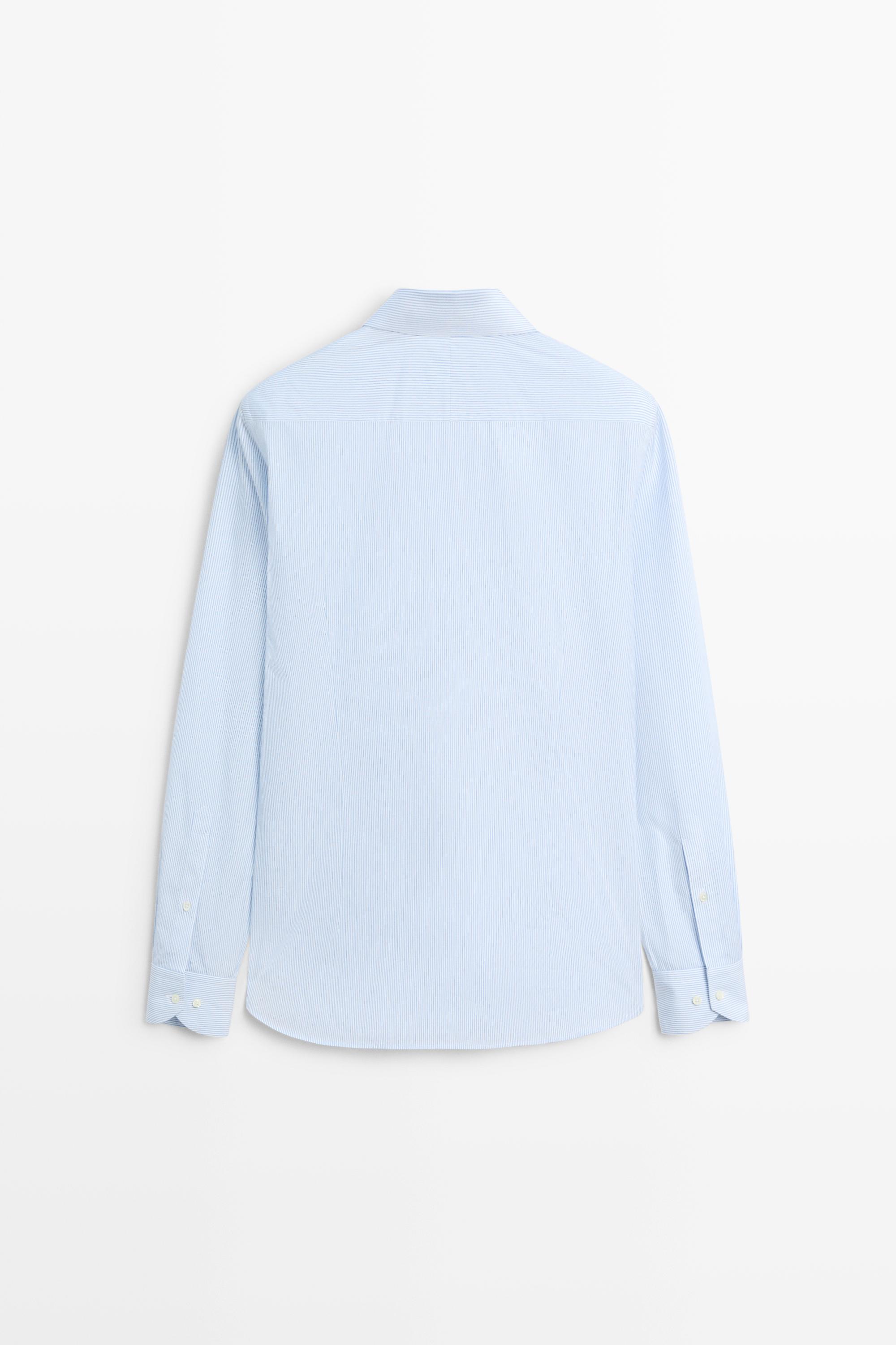 100% Cotton Striped Shirt — WHITE