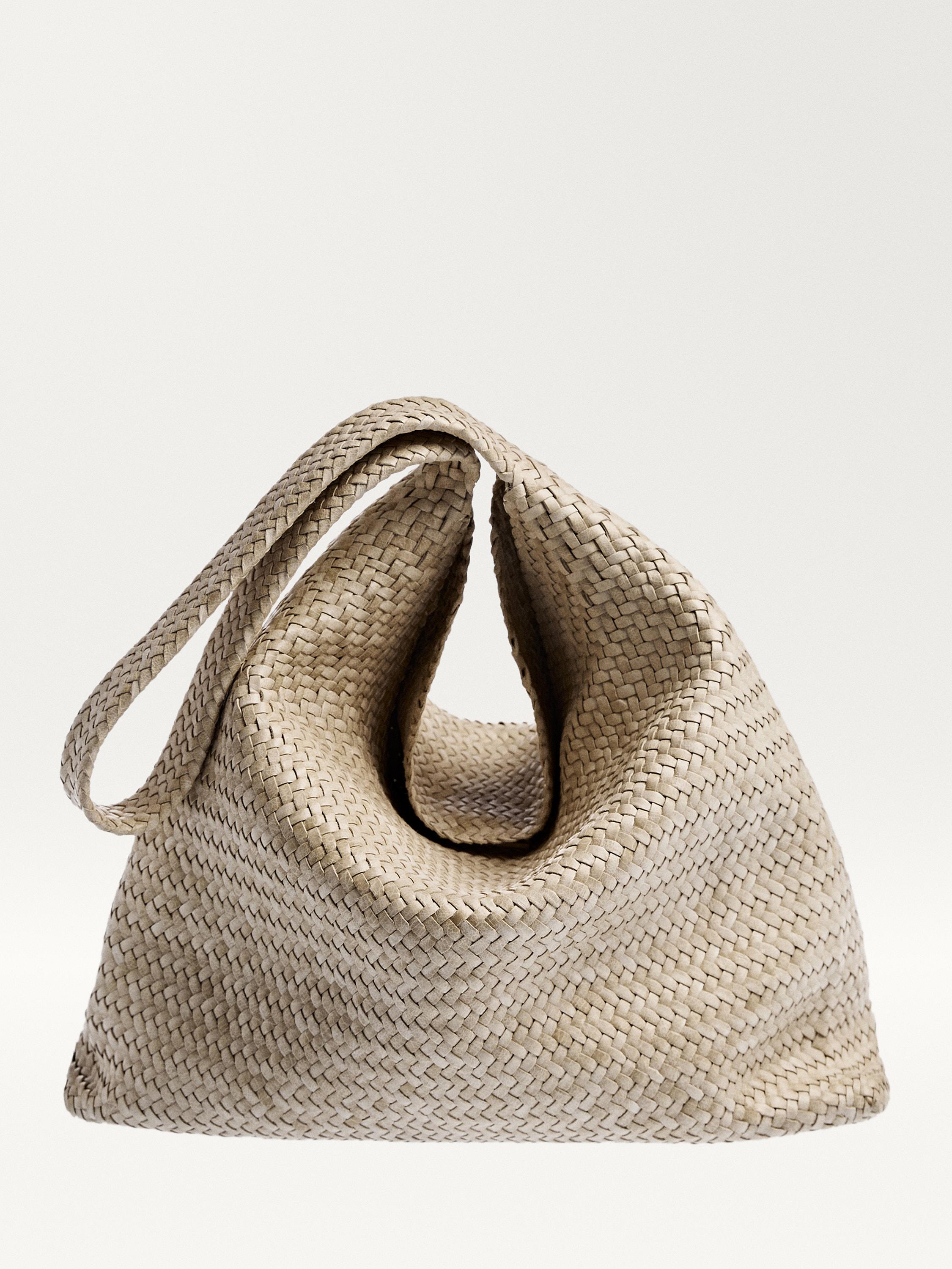 Nappa leather woven croissant bag