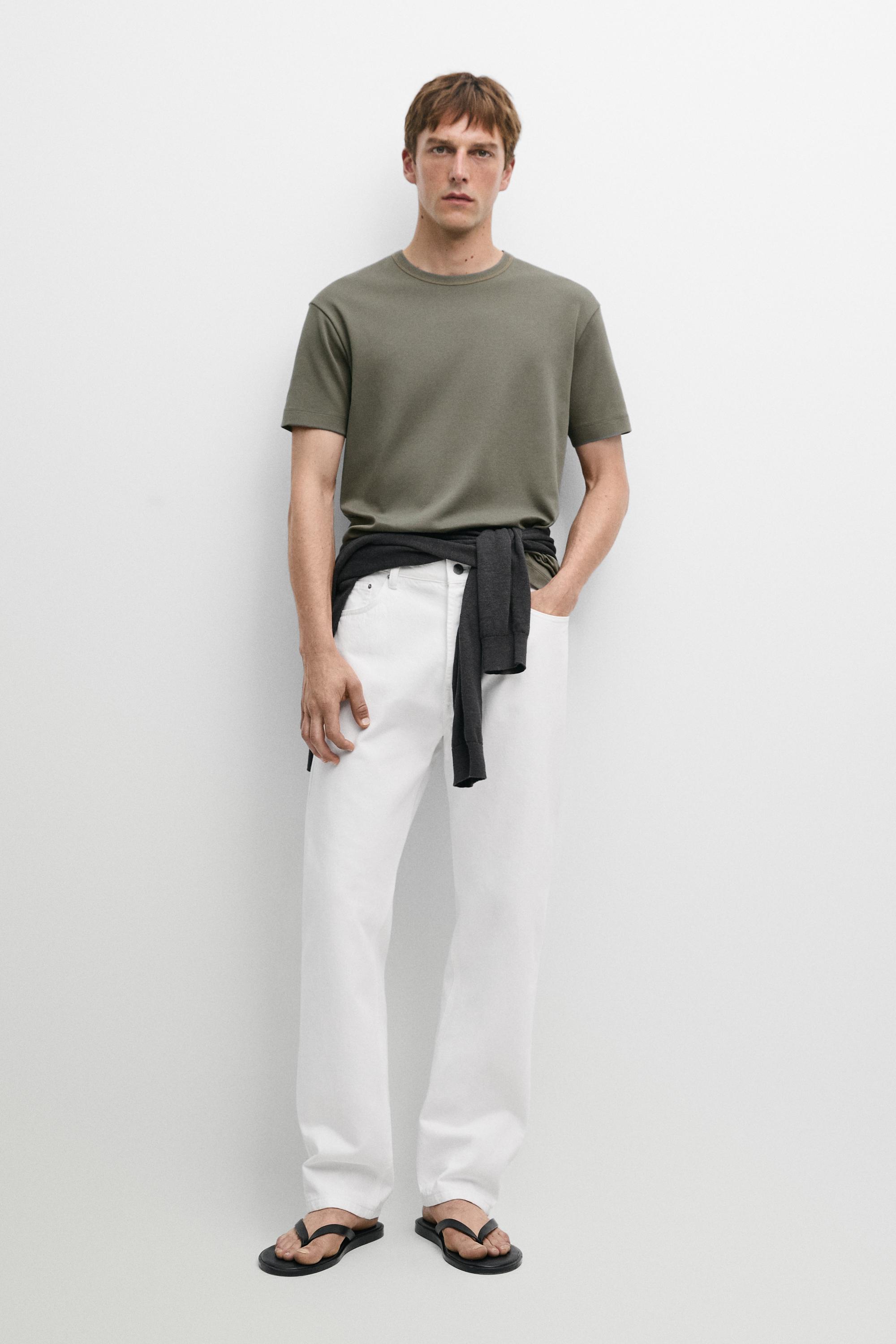 100% cotton short-sleeve T-shirt — KHAKI