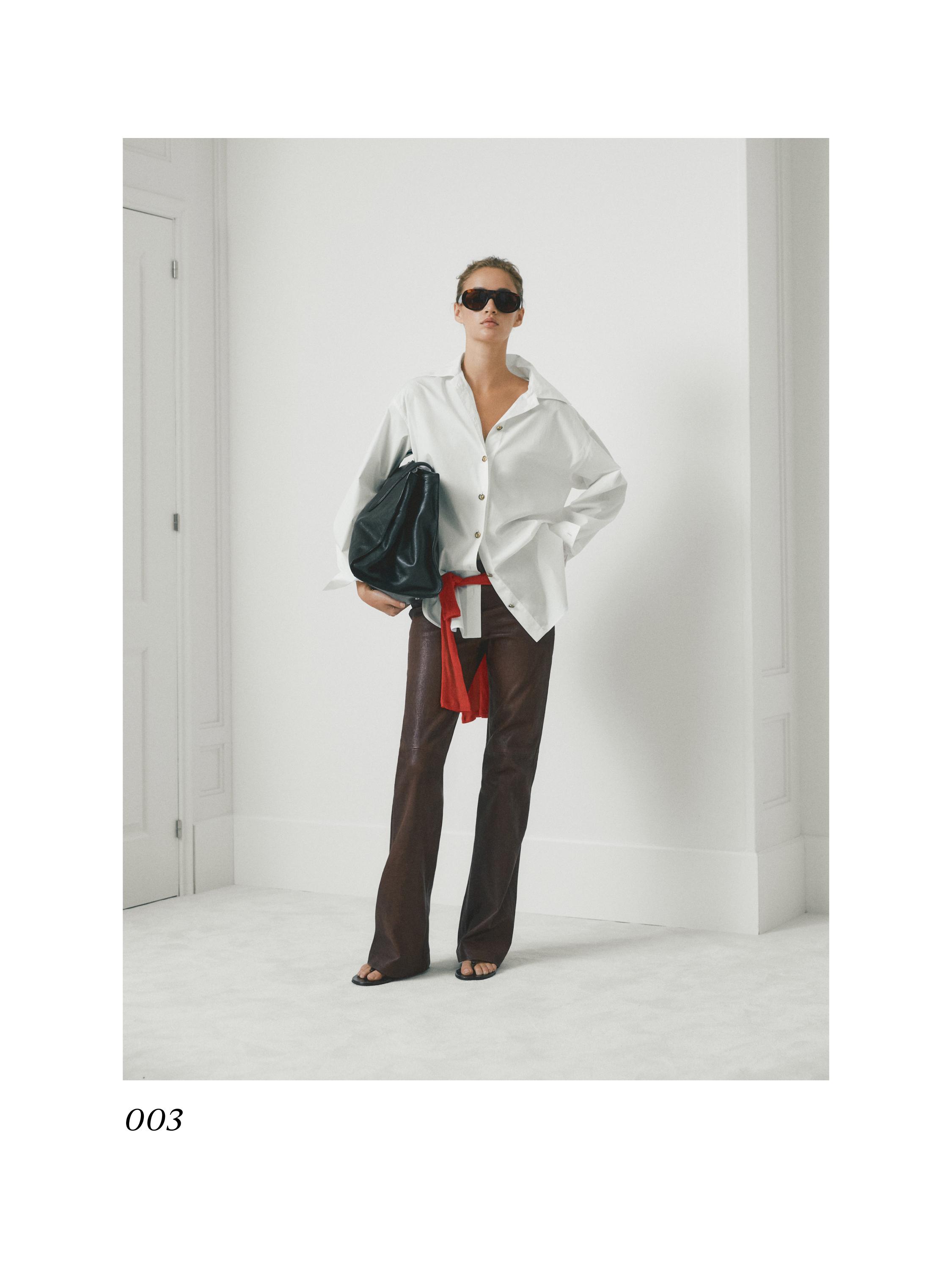 Pantalón flare fit piel napa