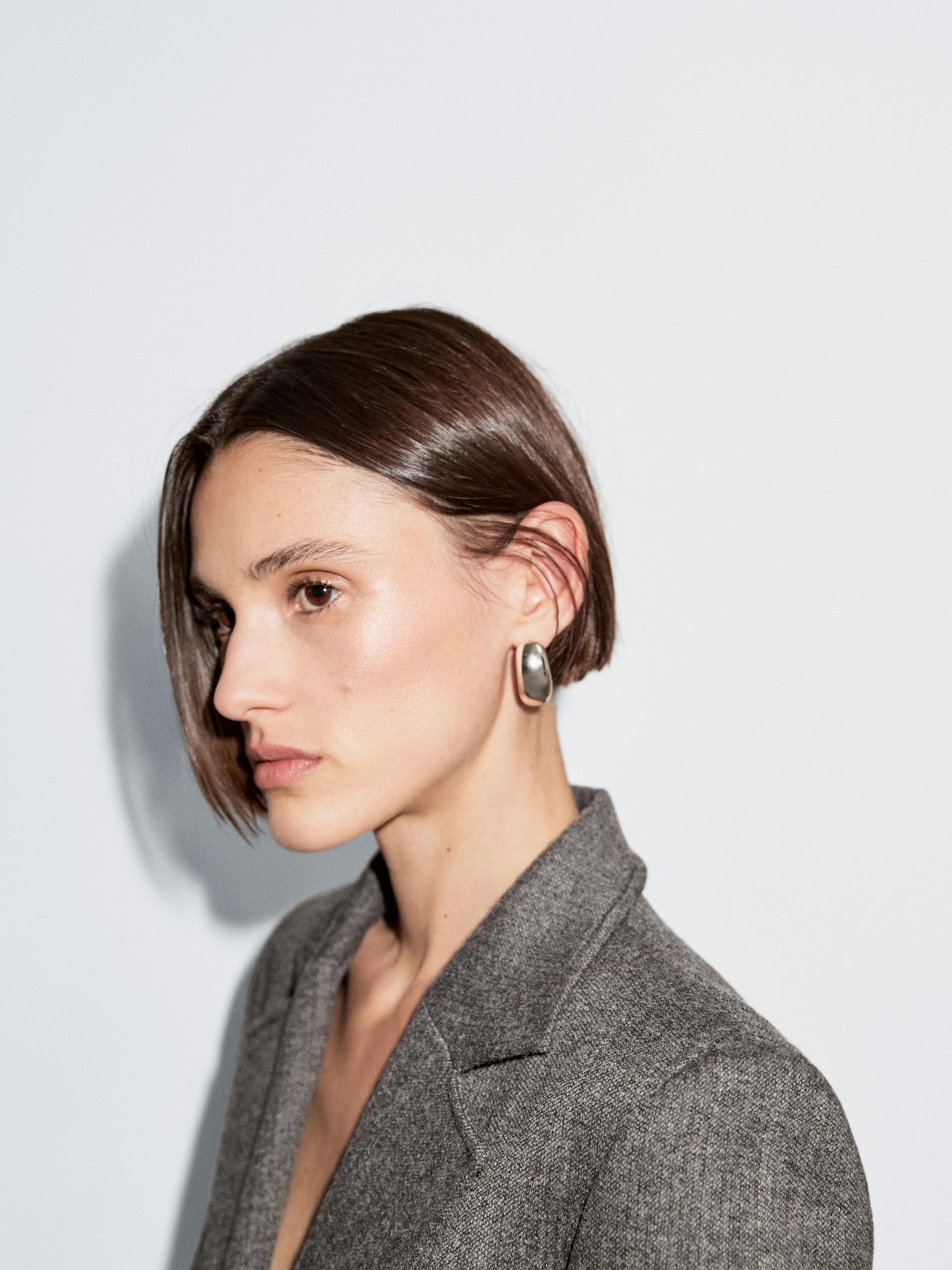 Przetykana Marynarka Od Garnituru Z Paskiem - Szary - 40 - Massimo Dutti - Kobieta