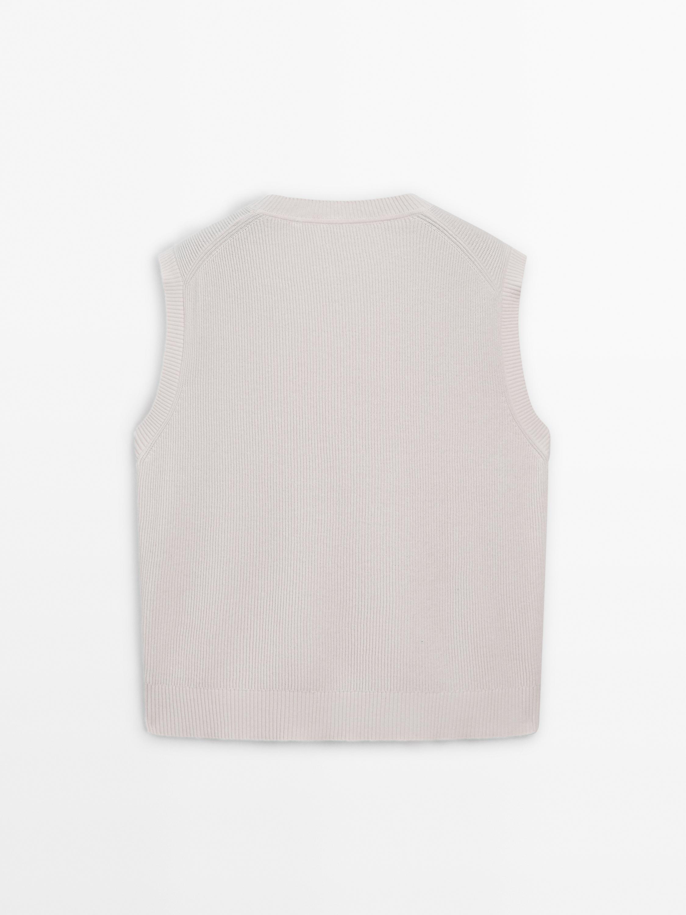 V-neck linen blend vest