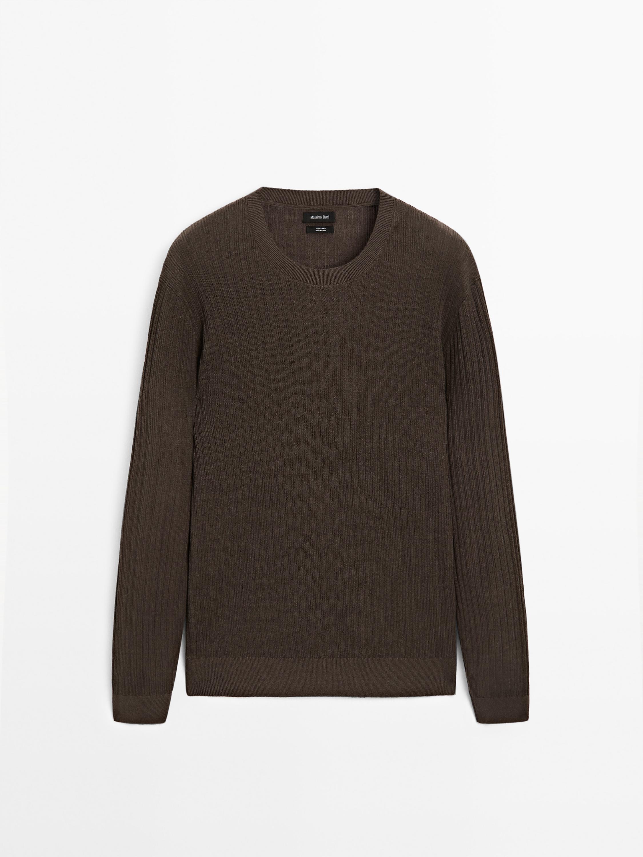 100% linen ribbed knitted jumper