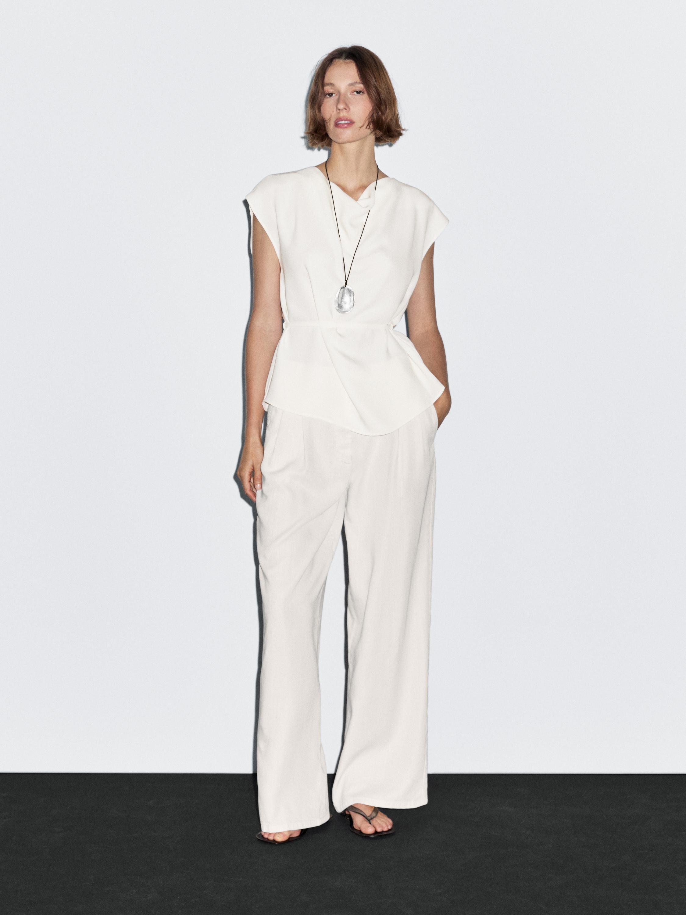 Pantalon wide leg à double pince