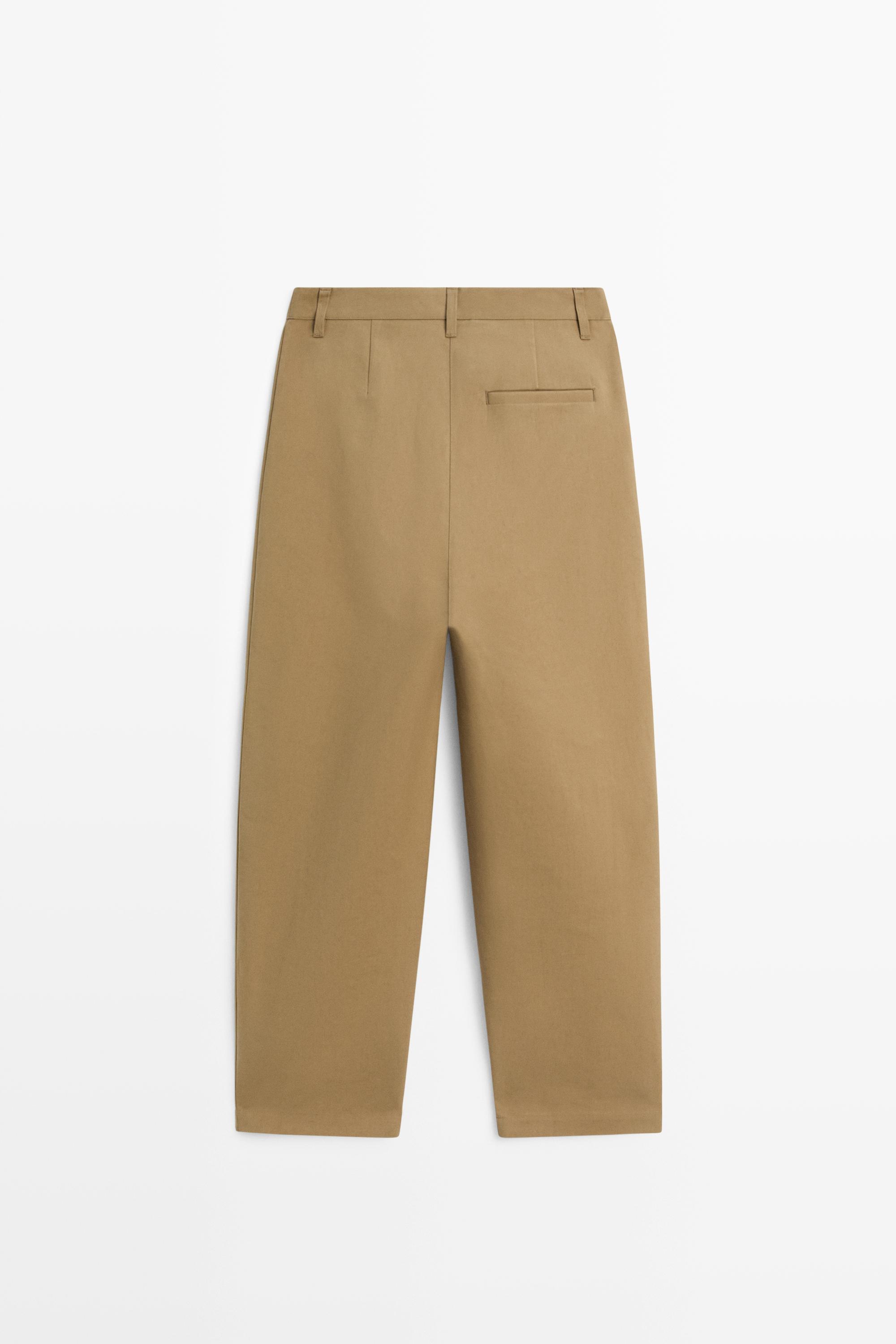 Barrel fit pants with side pleats