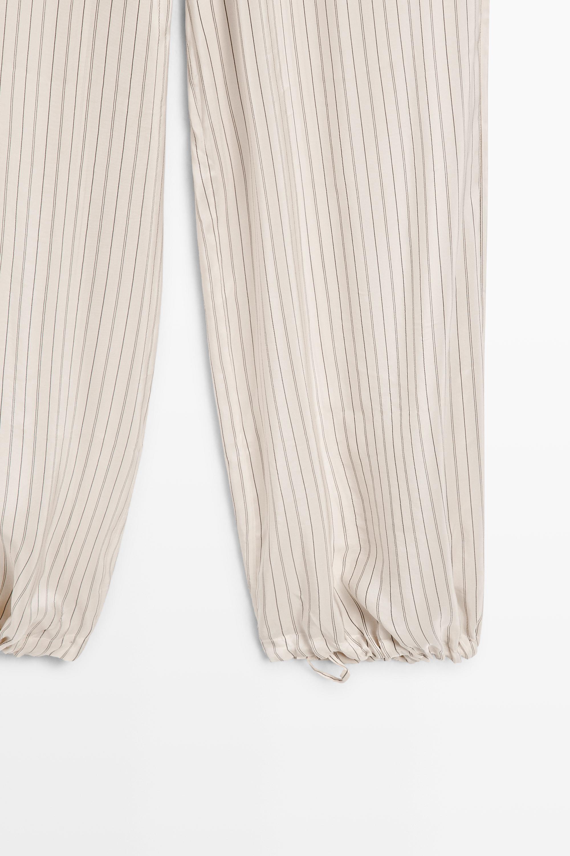 Striped flowing drop crotch pants - STUDIO — CREAM
