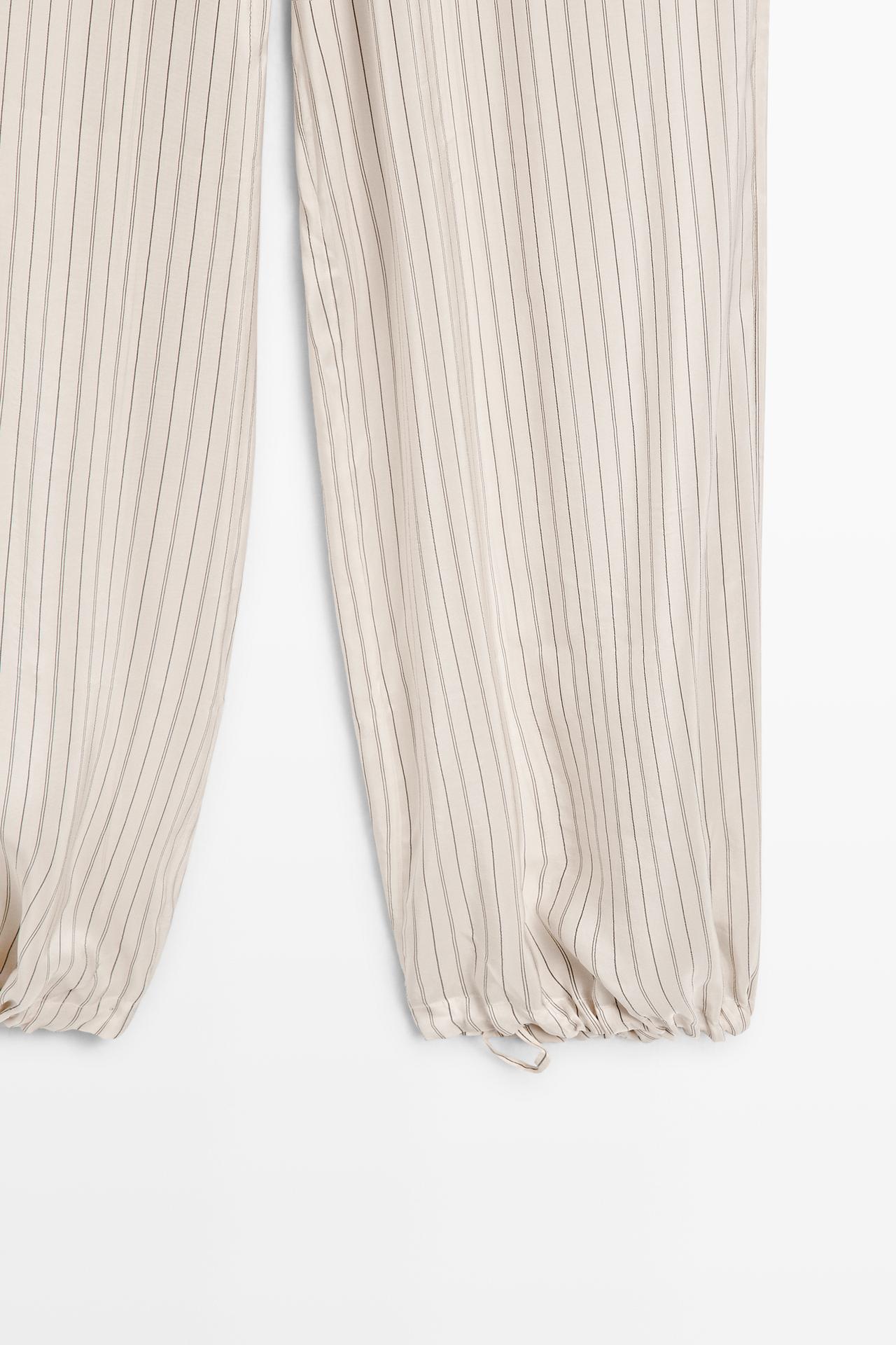 Striped flowing drop crotch pants - STUDIO — CREAM