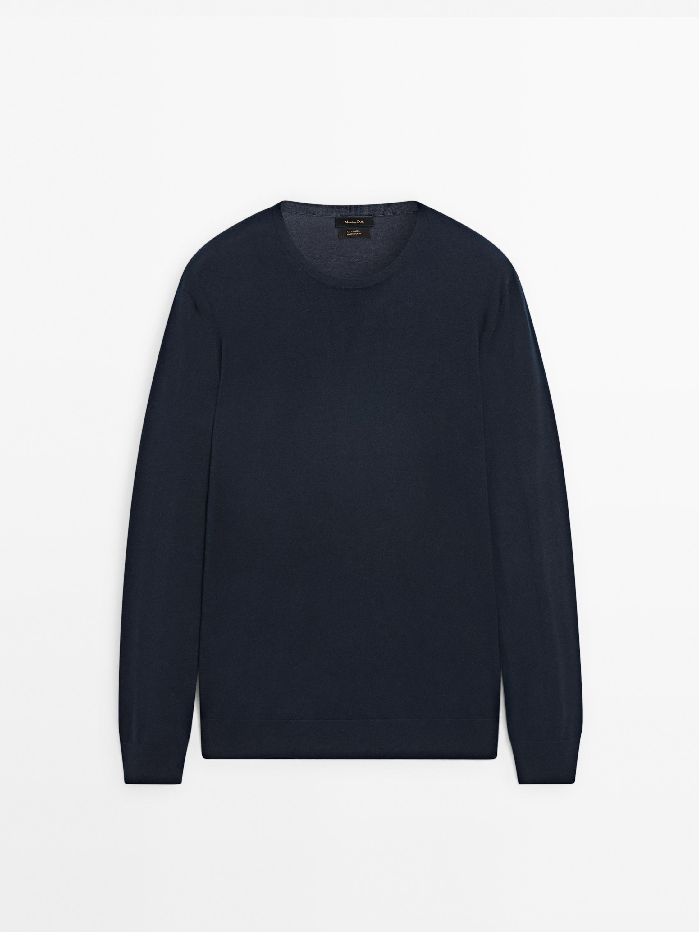 Long sleeve cotton knit sweater