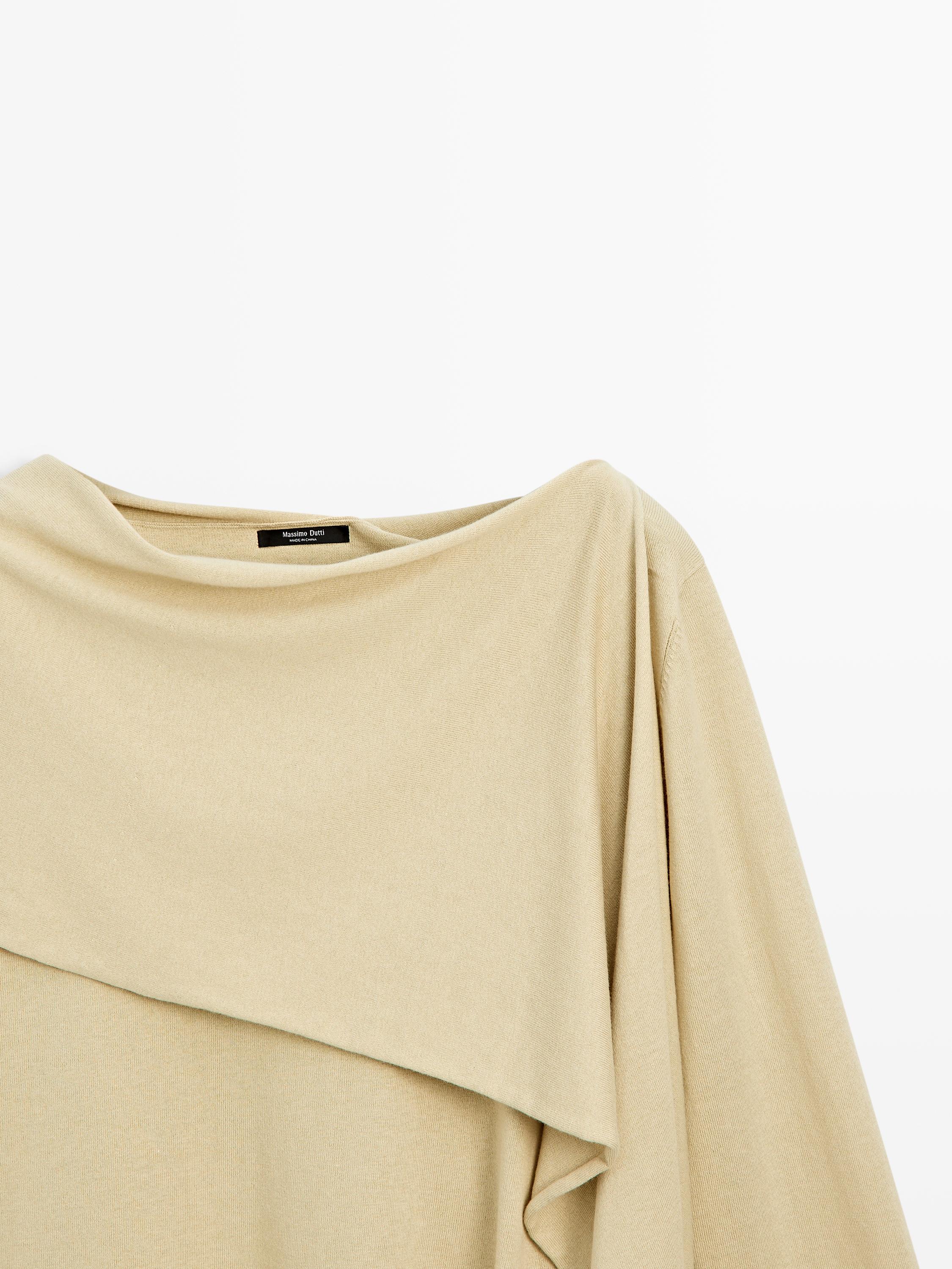 Knit sweater with scarf detail — GREENISH
