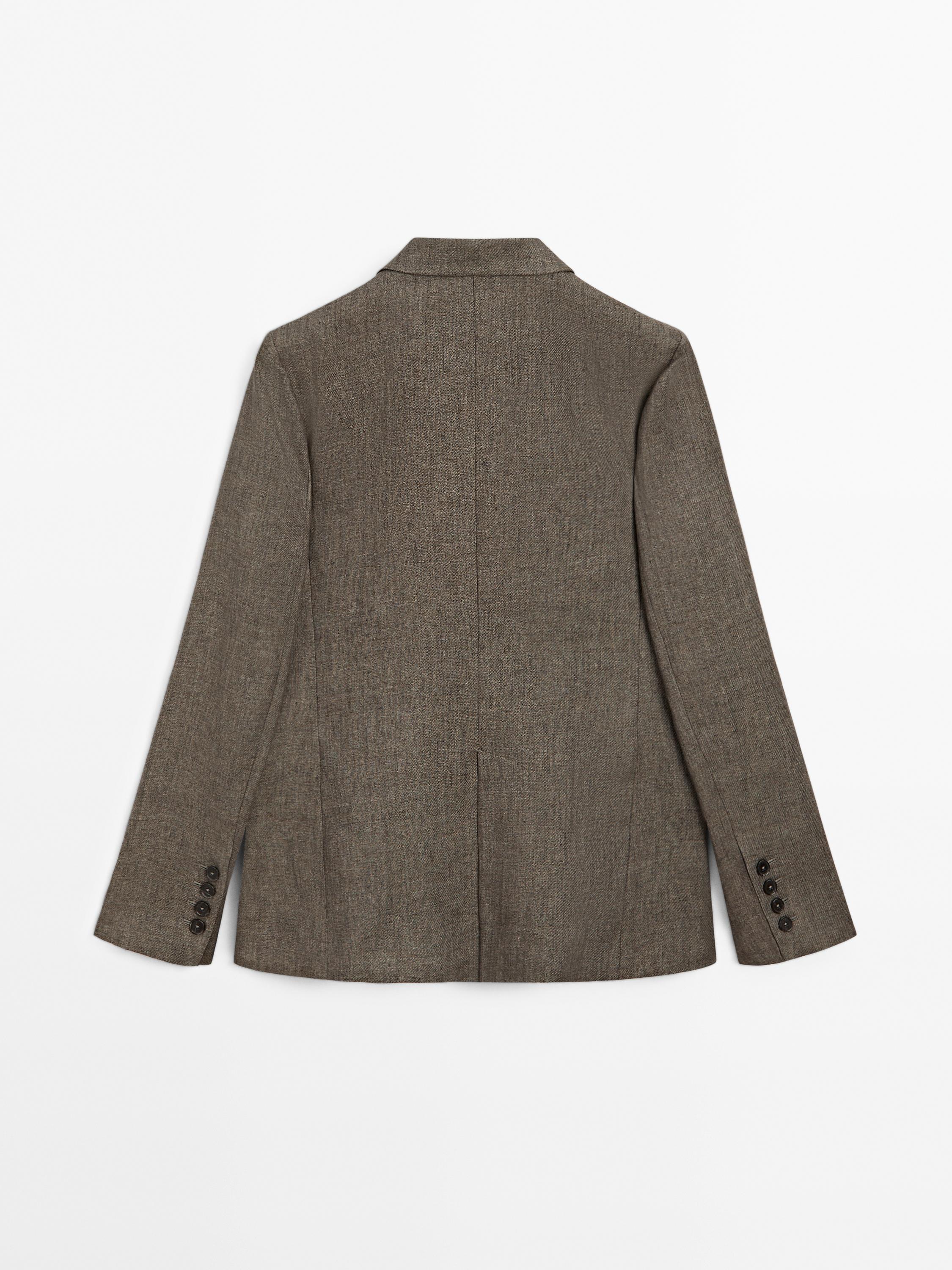 Long linen blend melange blazer