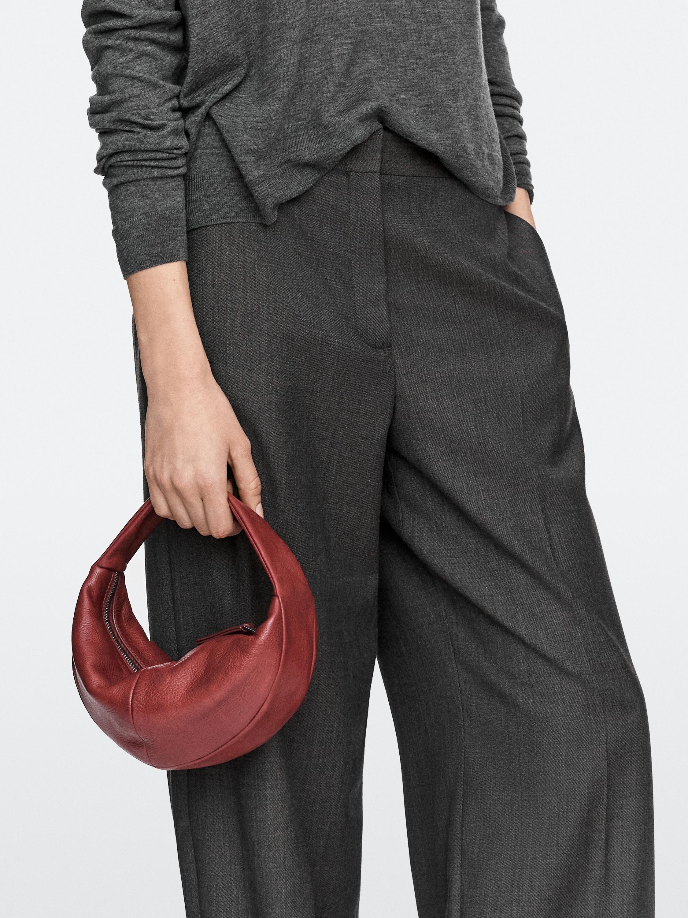 Mini nappa leather half-moon bag — RED