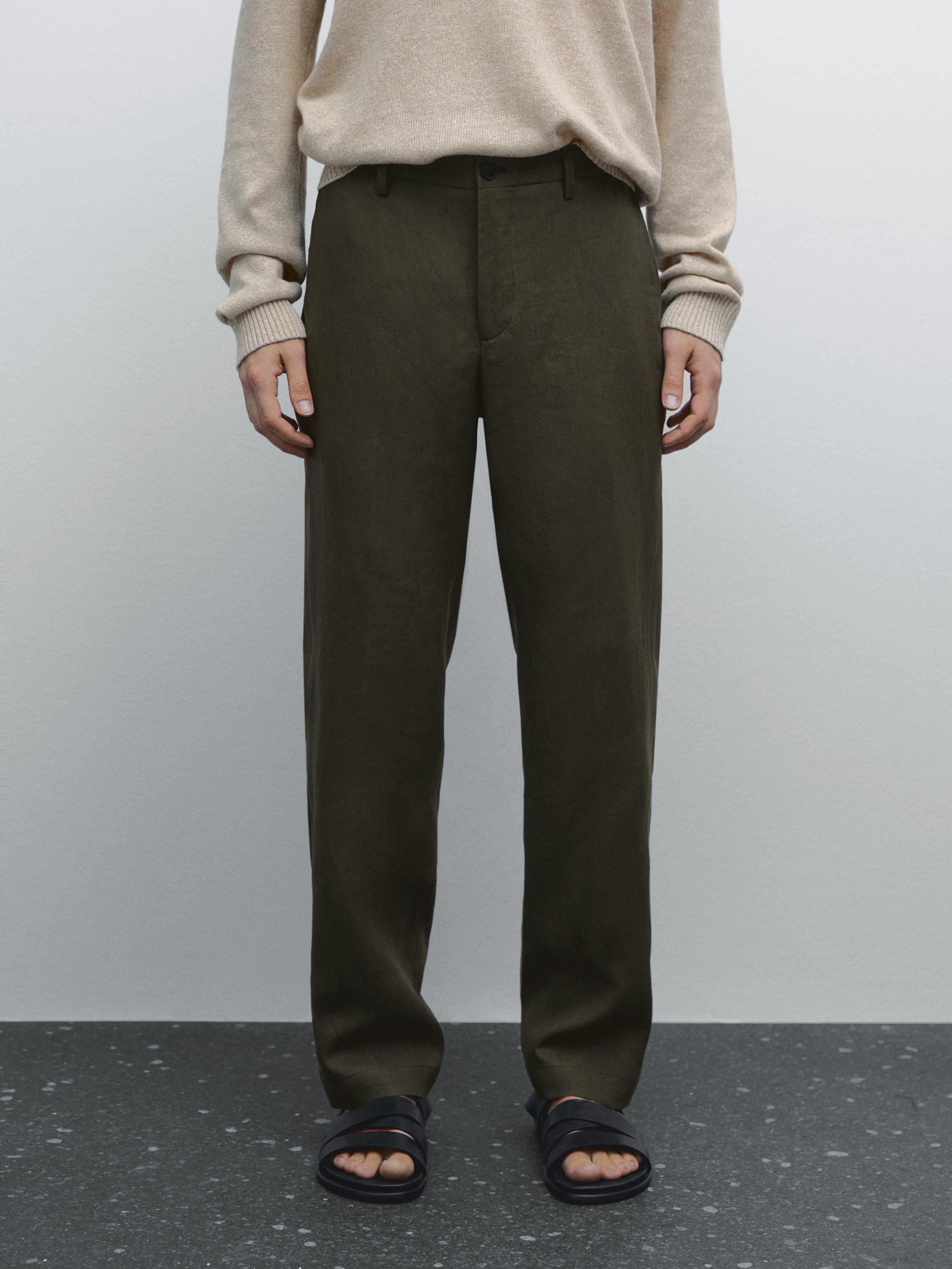 Spodnie regular fit ze 100% lnu