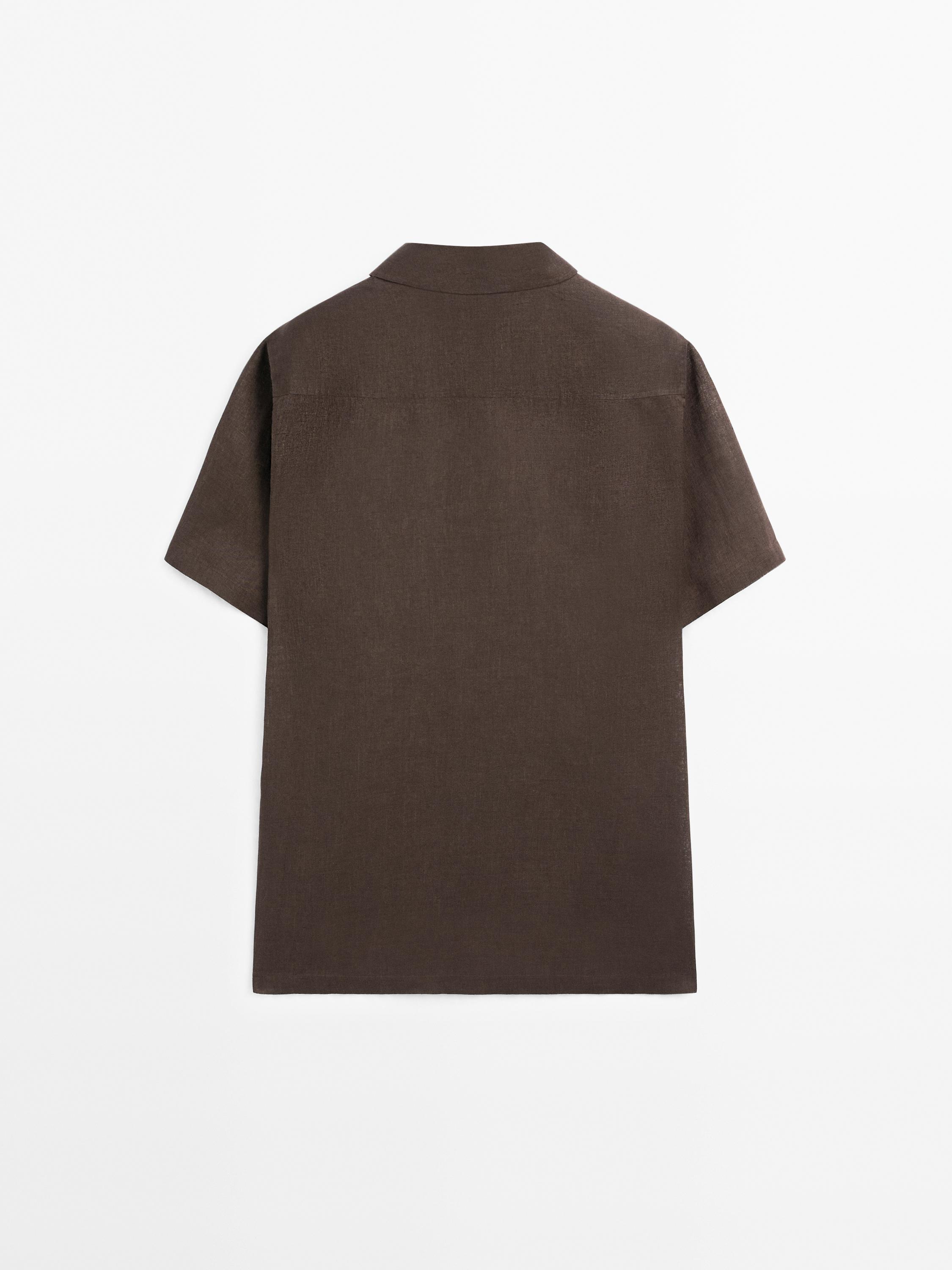 Regular fit short sleeve linen shirt