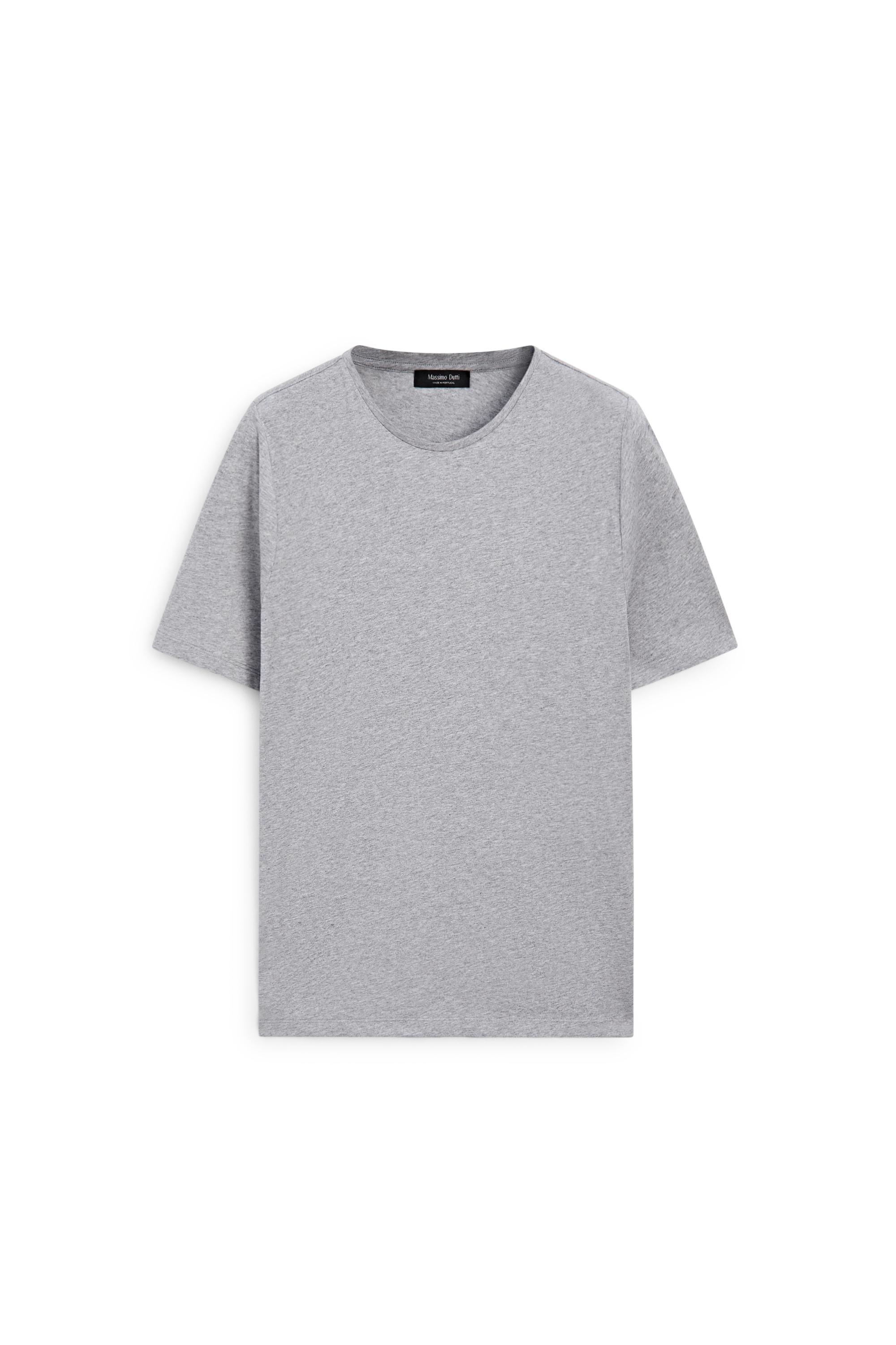 Short sleeve melange cotton T-shirt — GREY MARL