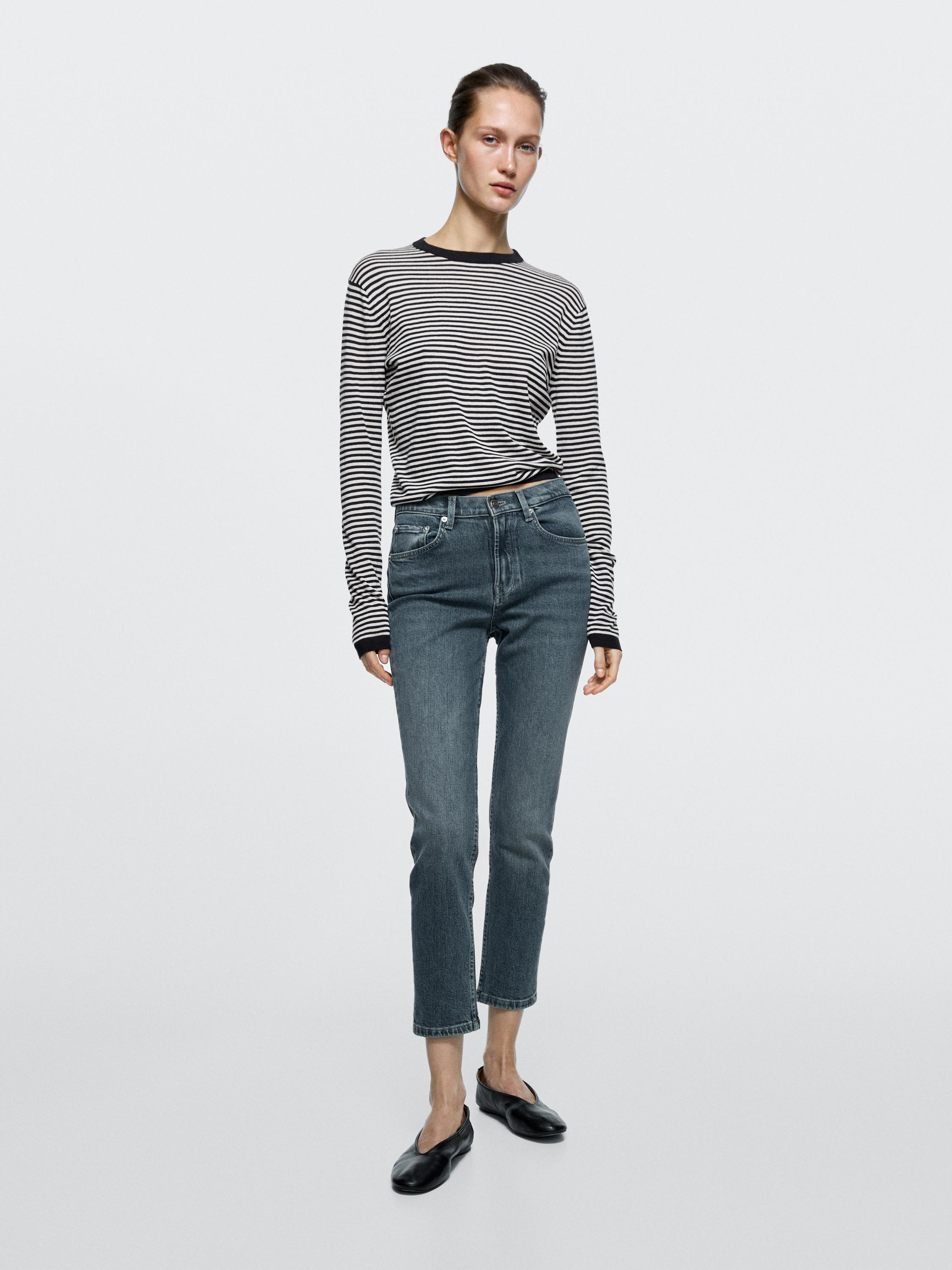 Mid-rise cropped slim fit jeans — Dark blue