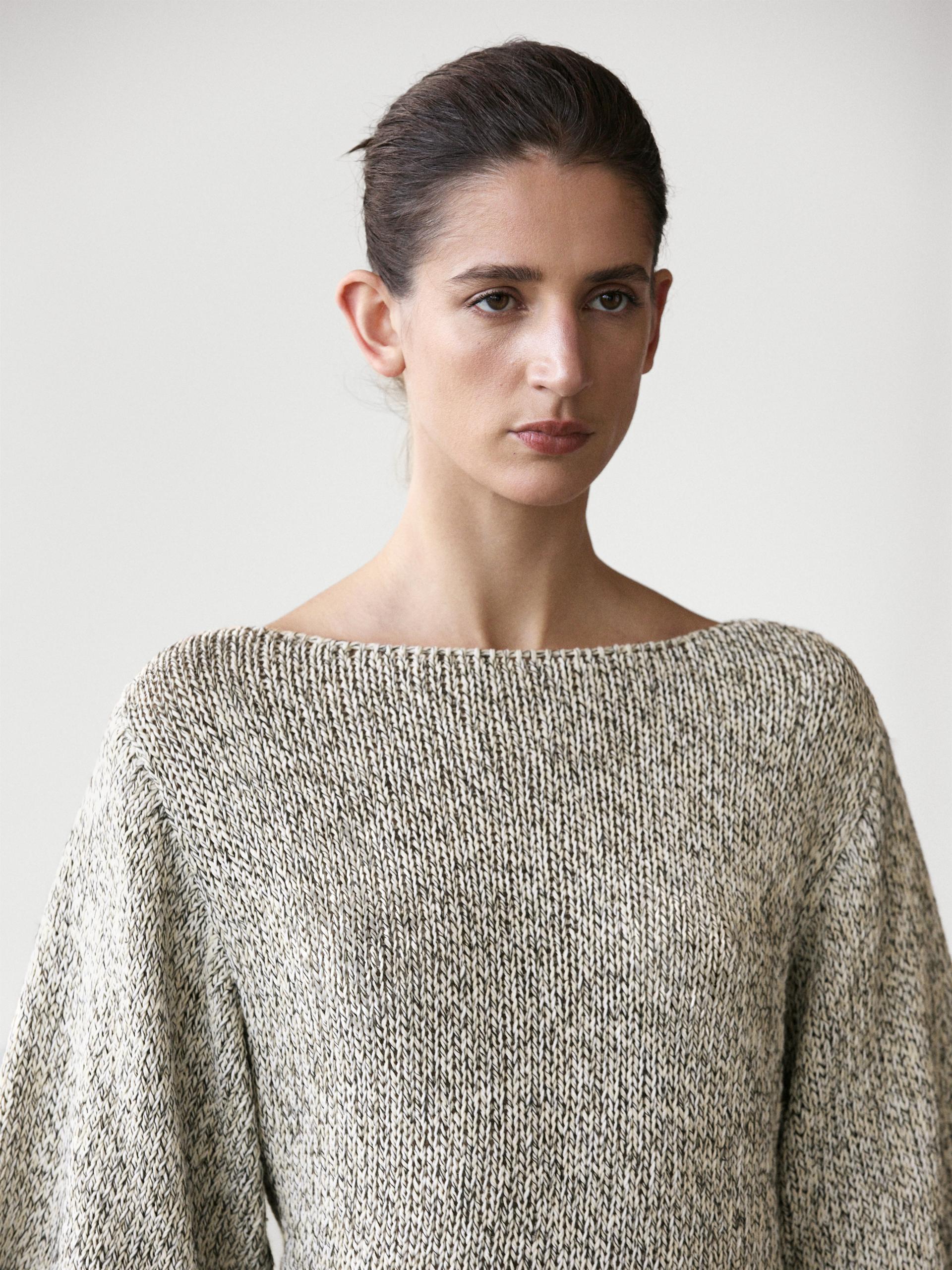 Pull En Maille 100 % Coton - Gris Clair - Xs - Massimo Dutti - Femme