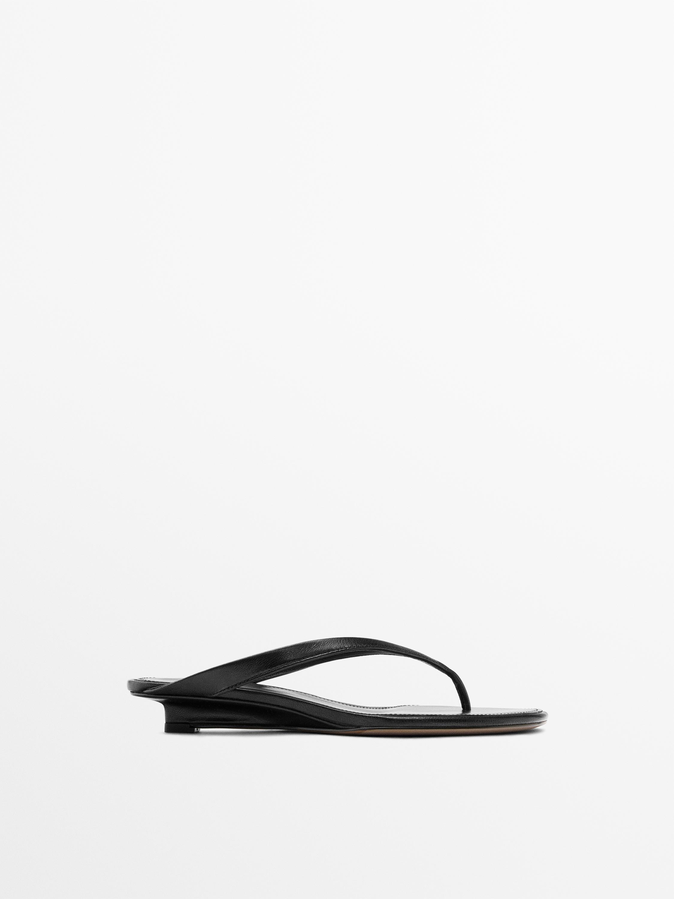 Mid-heel toe sandal — BLACK
