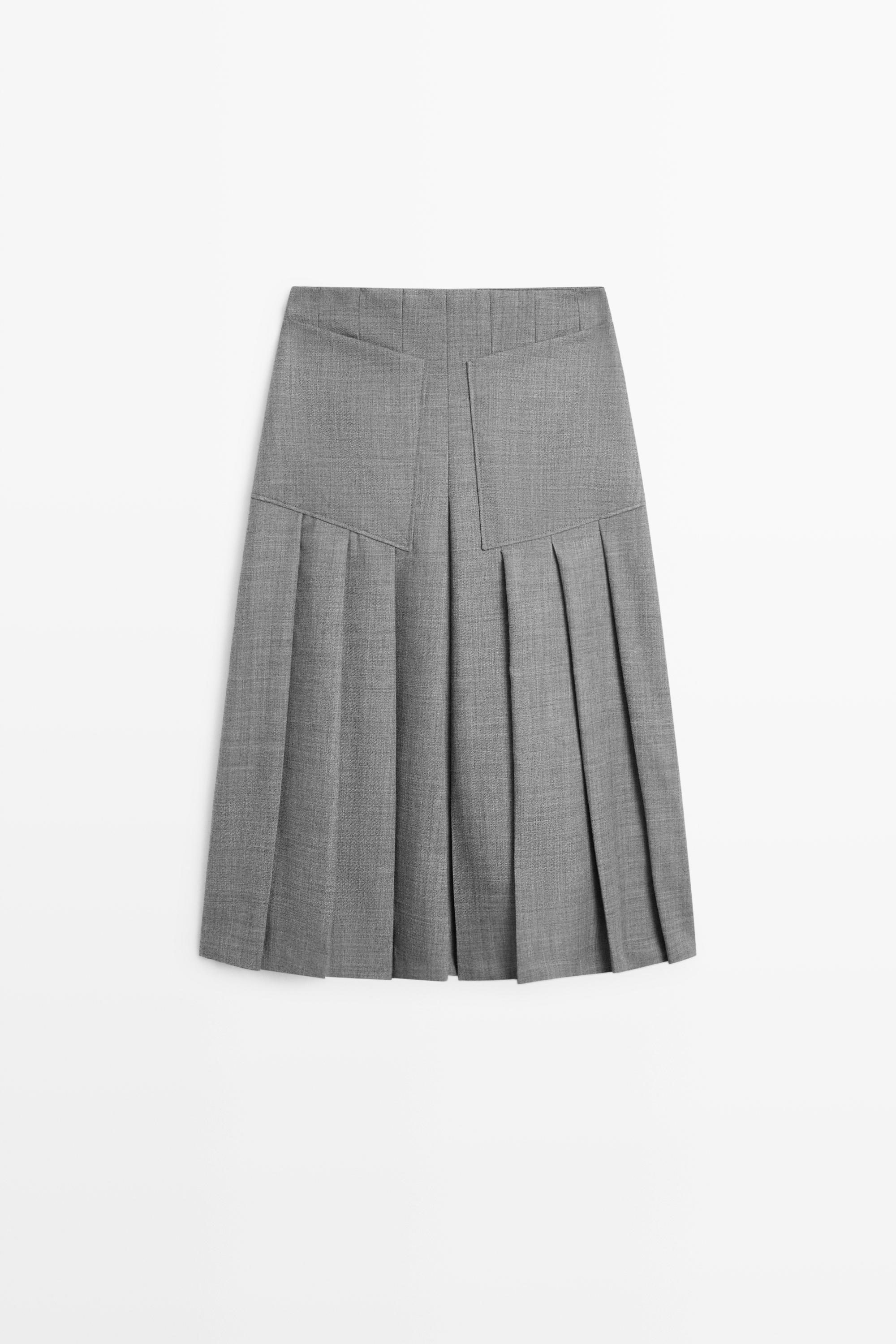 Pleated midi skirt with pocket detail
