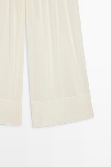 Semi-sheer flowing wide-leg pants — Off white 7