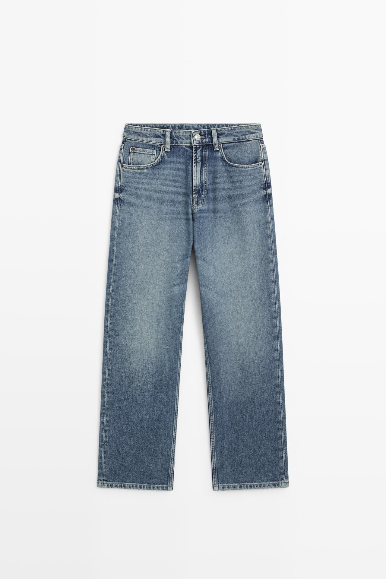 High-waist cropped straight-leg jeans — Light Blue