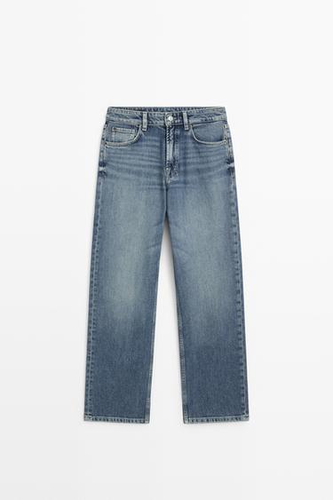 High-waist cropped straight-leg jeans — Light Blue 2