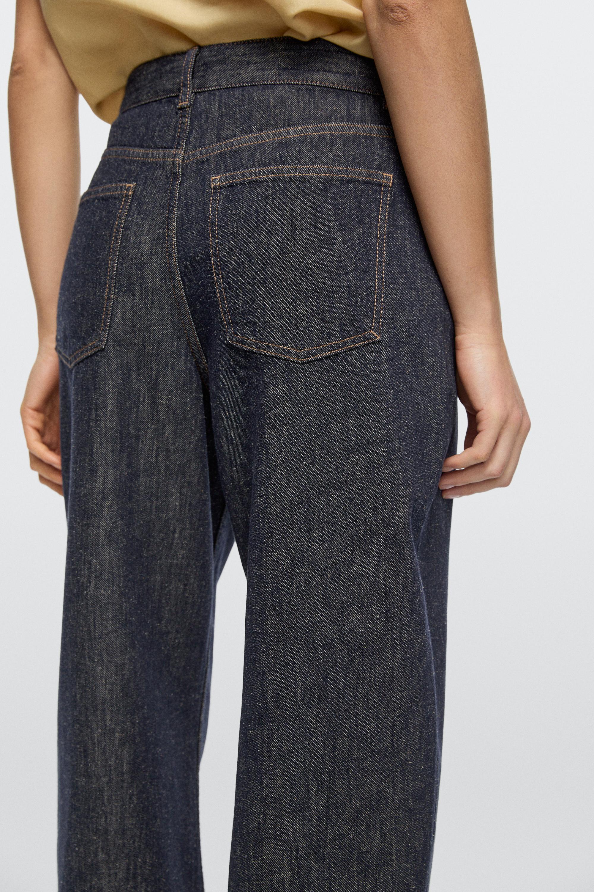 High-waist barrel fit jeans — DARK BLUE