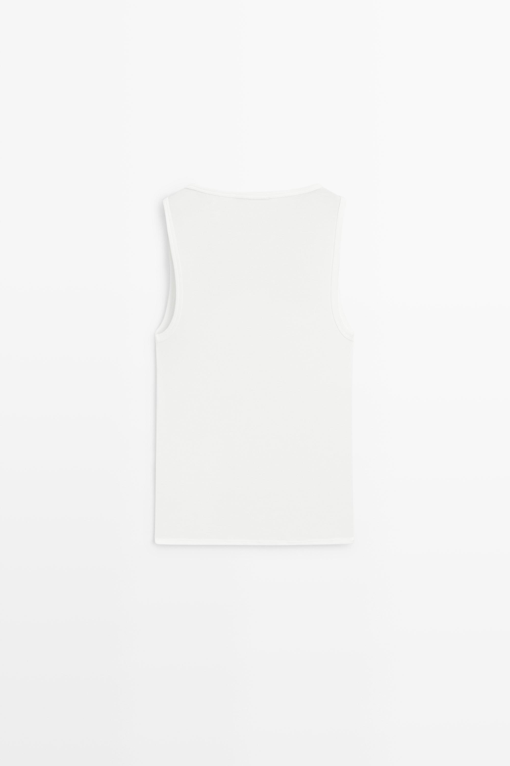 Cotton blend square neck top — Off white